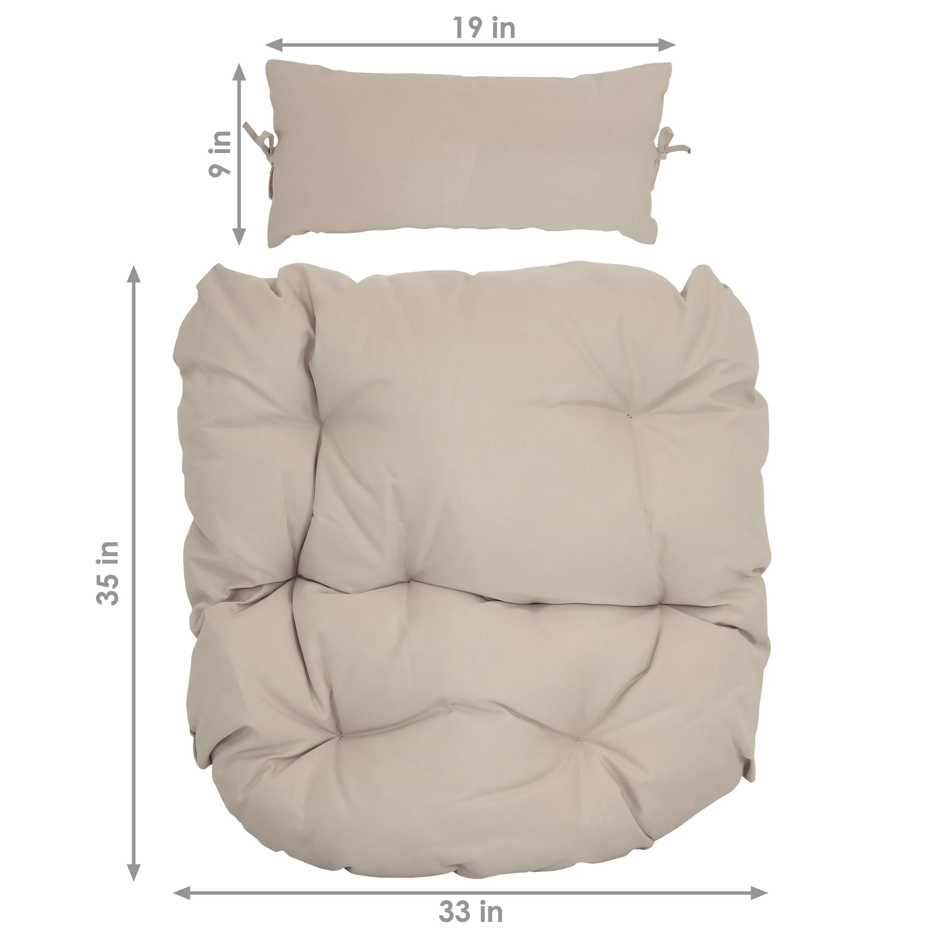 Sunnydaze Replacement Seat Cushion and Headrest Pillow for Cordelia Egg Chair