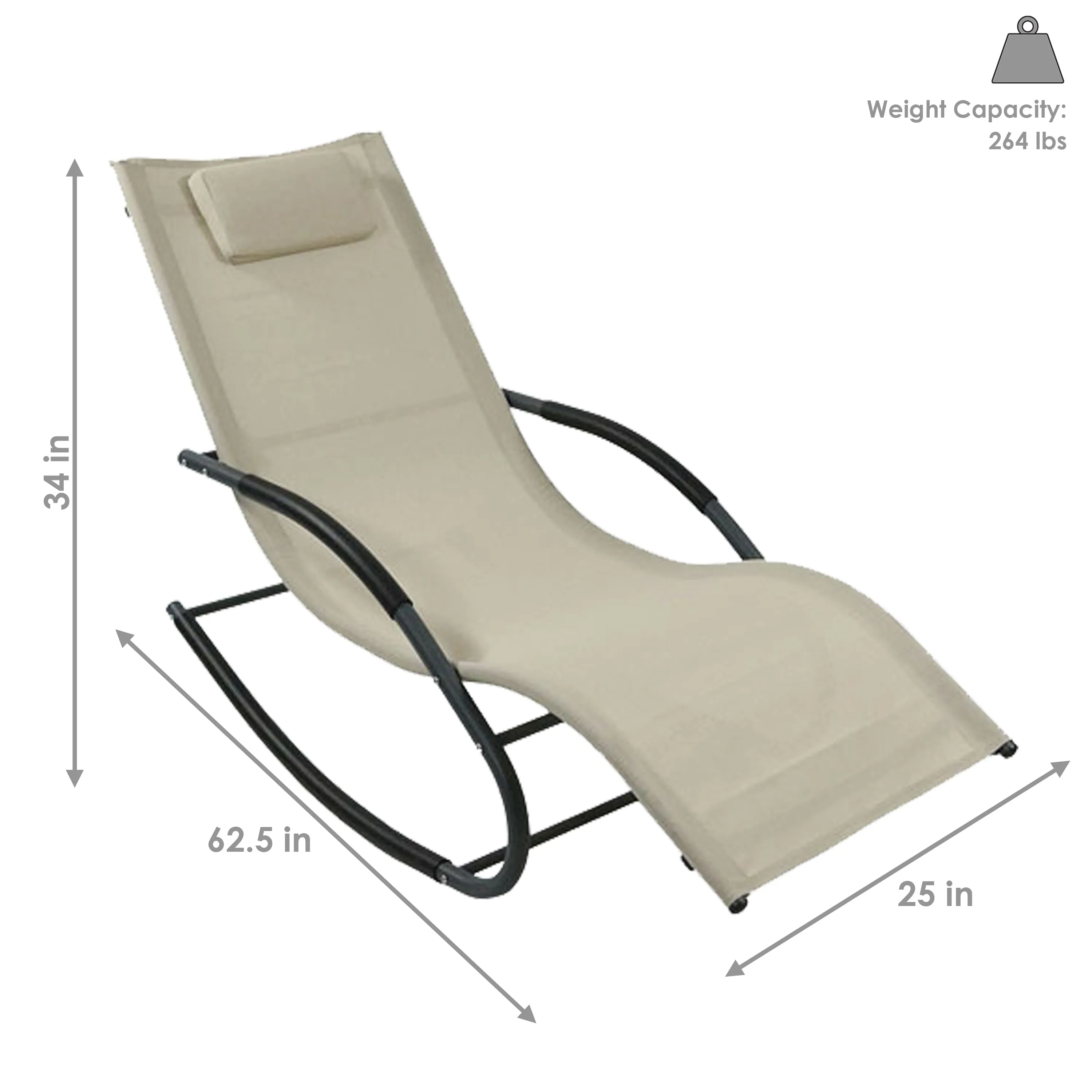 Sunnydaze Rocking Wave Lounger with Pillow - Beige