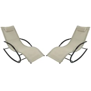 Sunnydaze Rocking Wave Lounger with Pillow - Beige