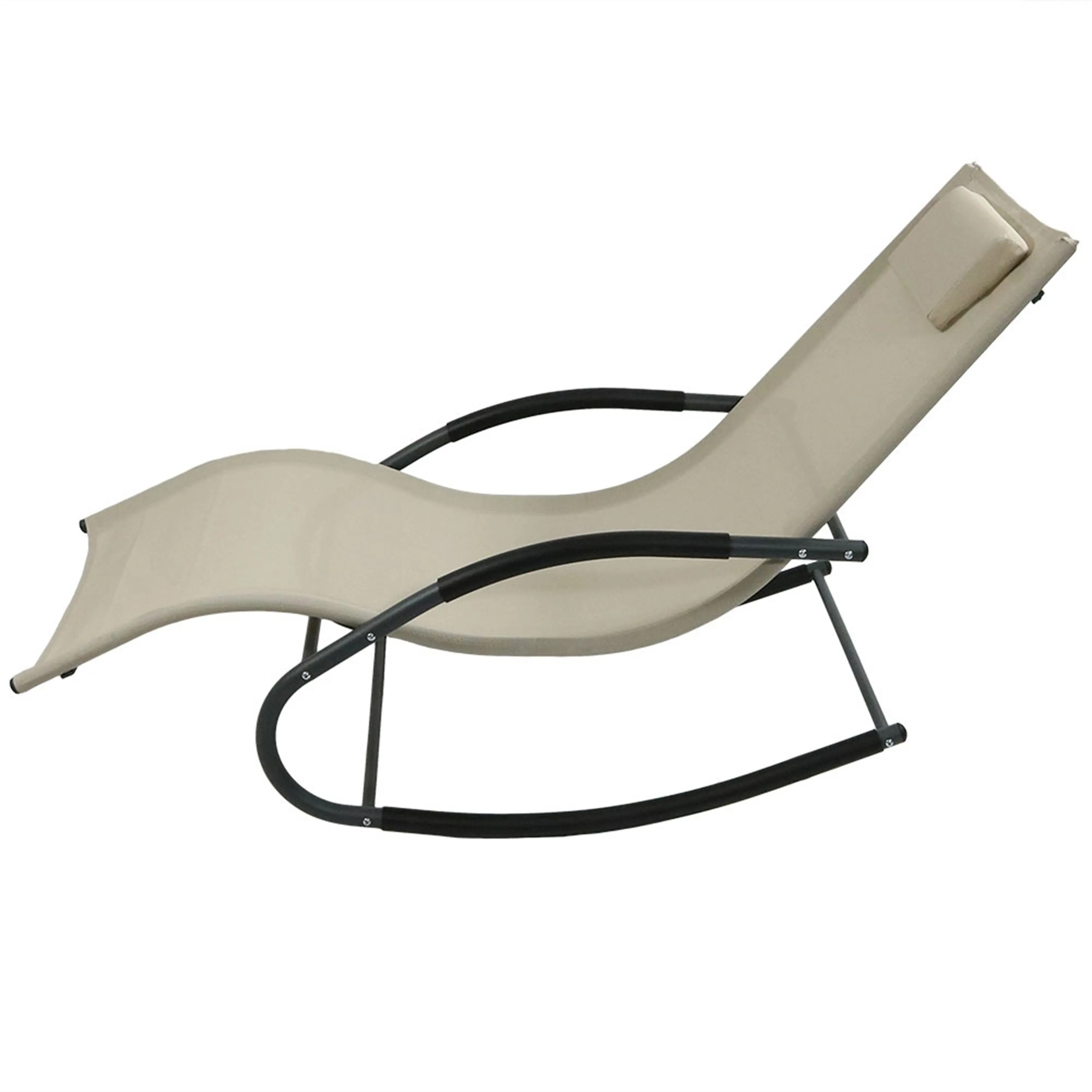 Sunnydaze Rocking Wave Lounger with Pillow - Beige