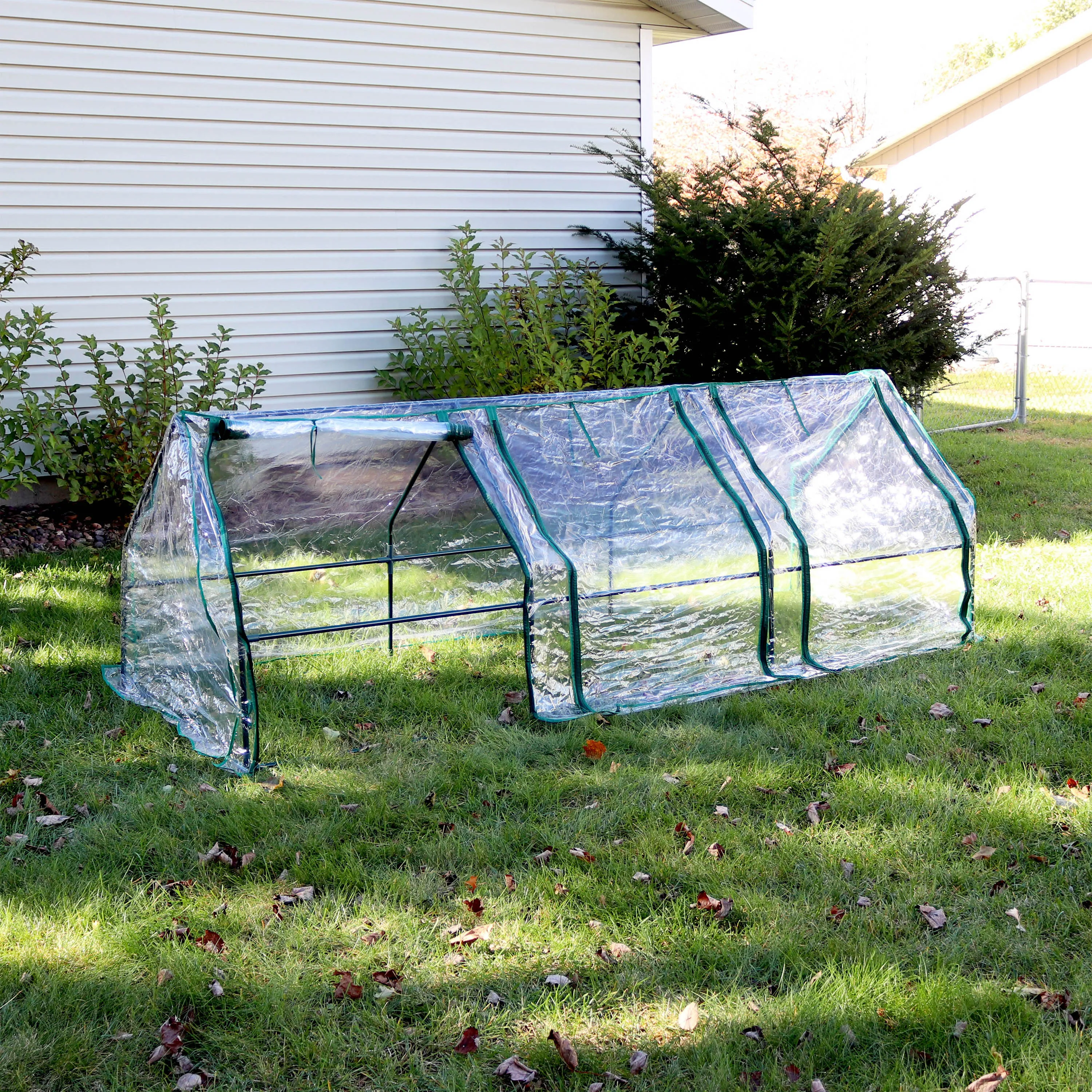 Sunnydaze Seedling Mini Cloche Greenhouse with Zippered Doors - Clear