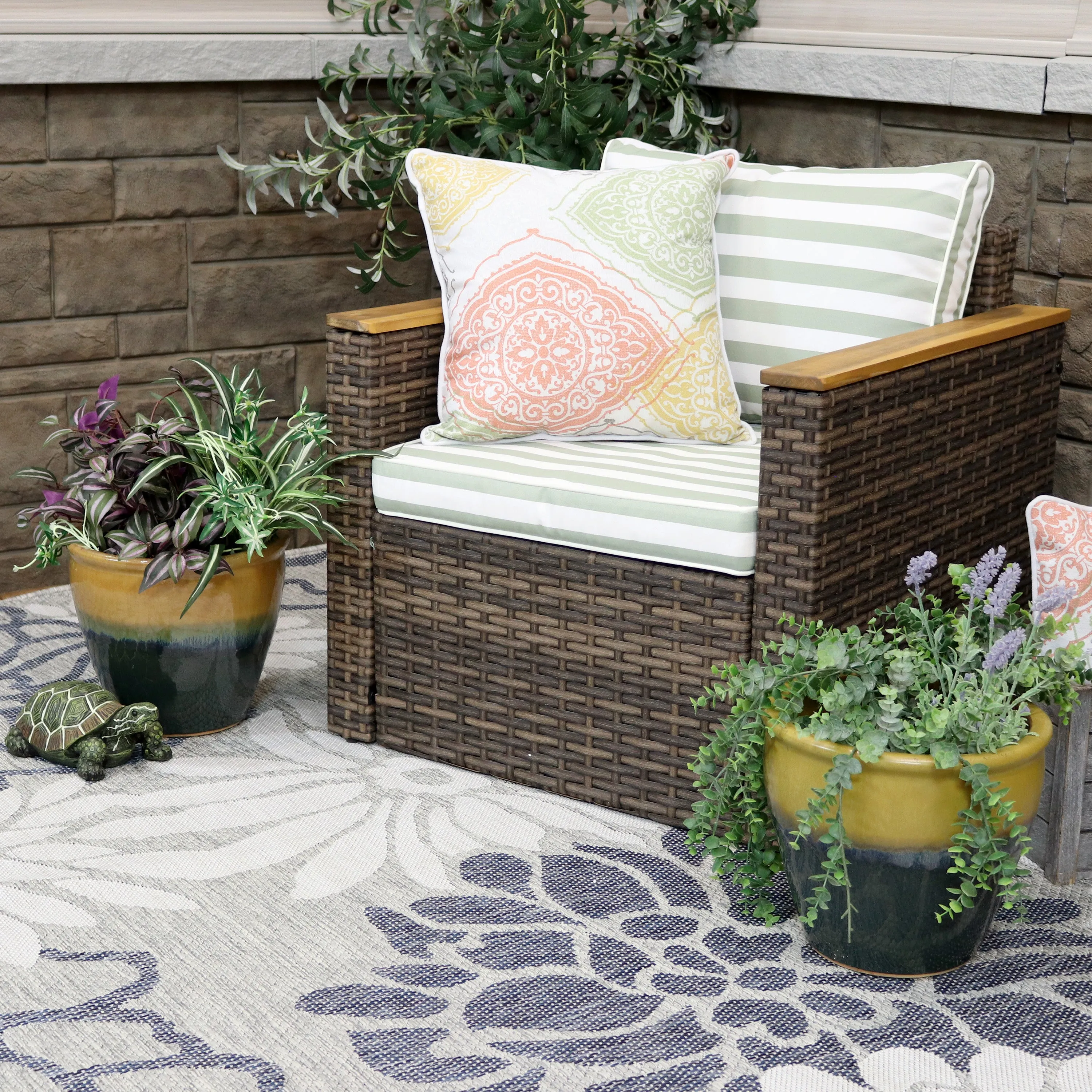 Sunnydaze Set of 2 Chalet High-Fired Glazed Ceramic Planters