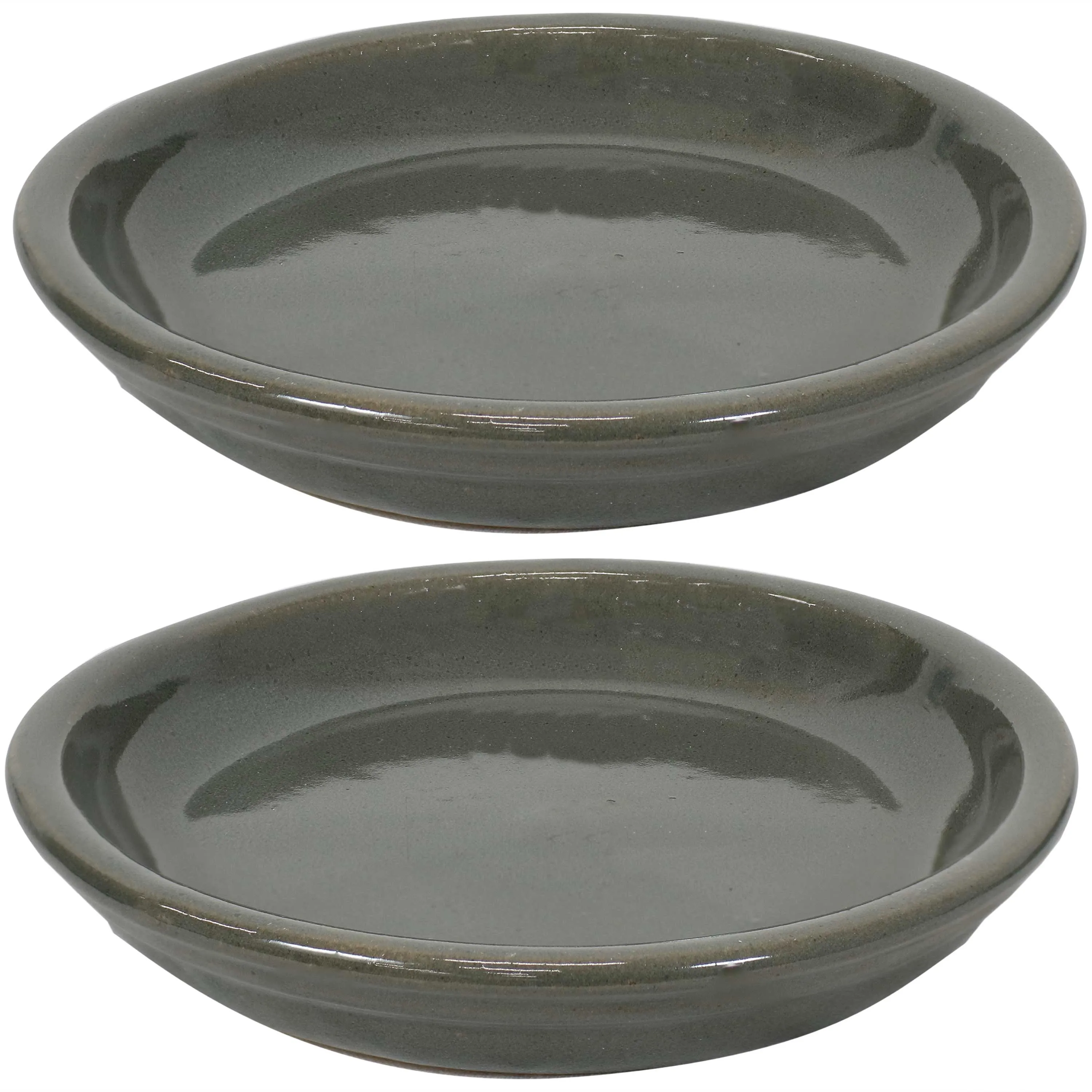 Sunnydaze Set of 2 Glazed Ceramic Planter Saucers
