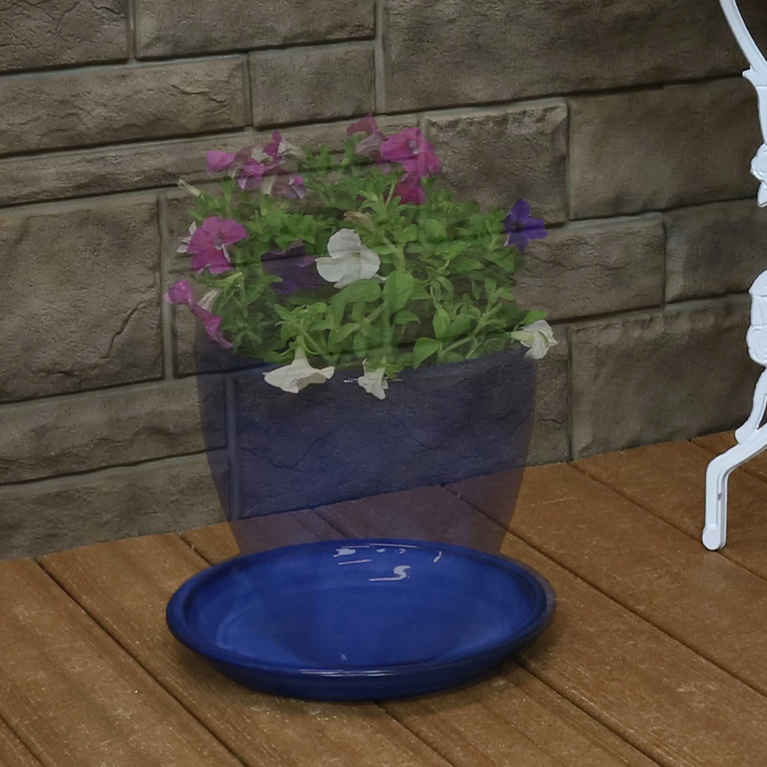 Sunnydaze Set of 2 Glazed Ceramic Planter Saucers