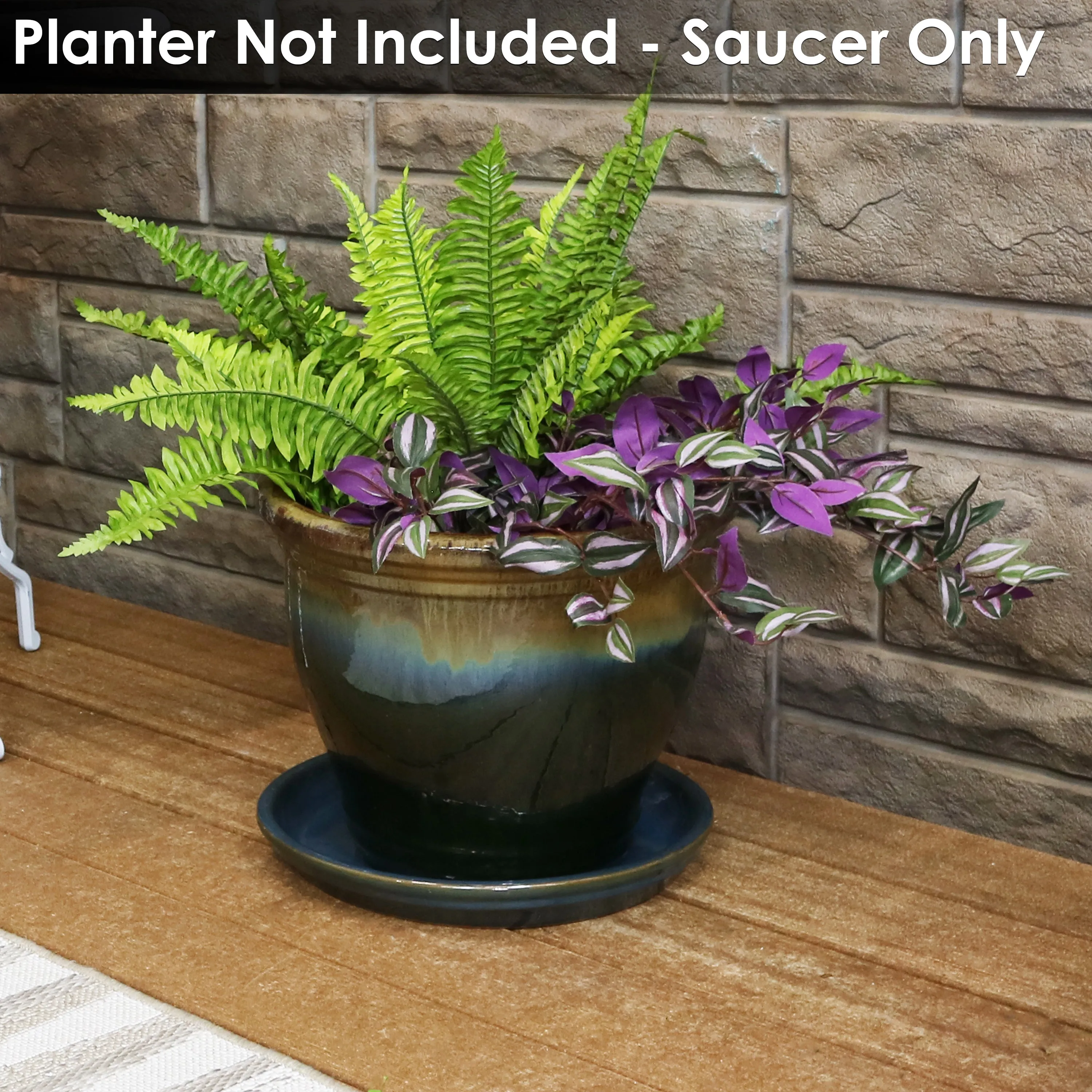 Sunnydaze Set of 2 Glazed Ceramic Planter Saucers