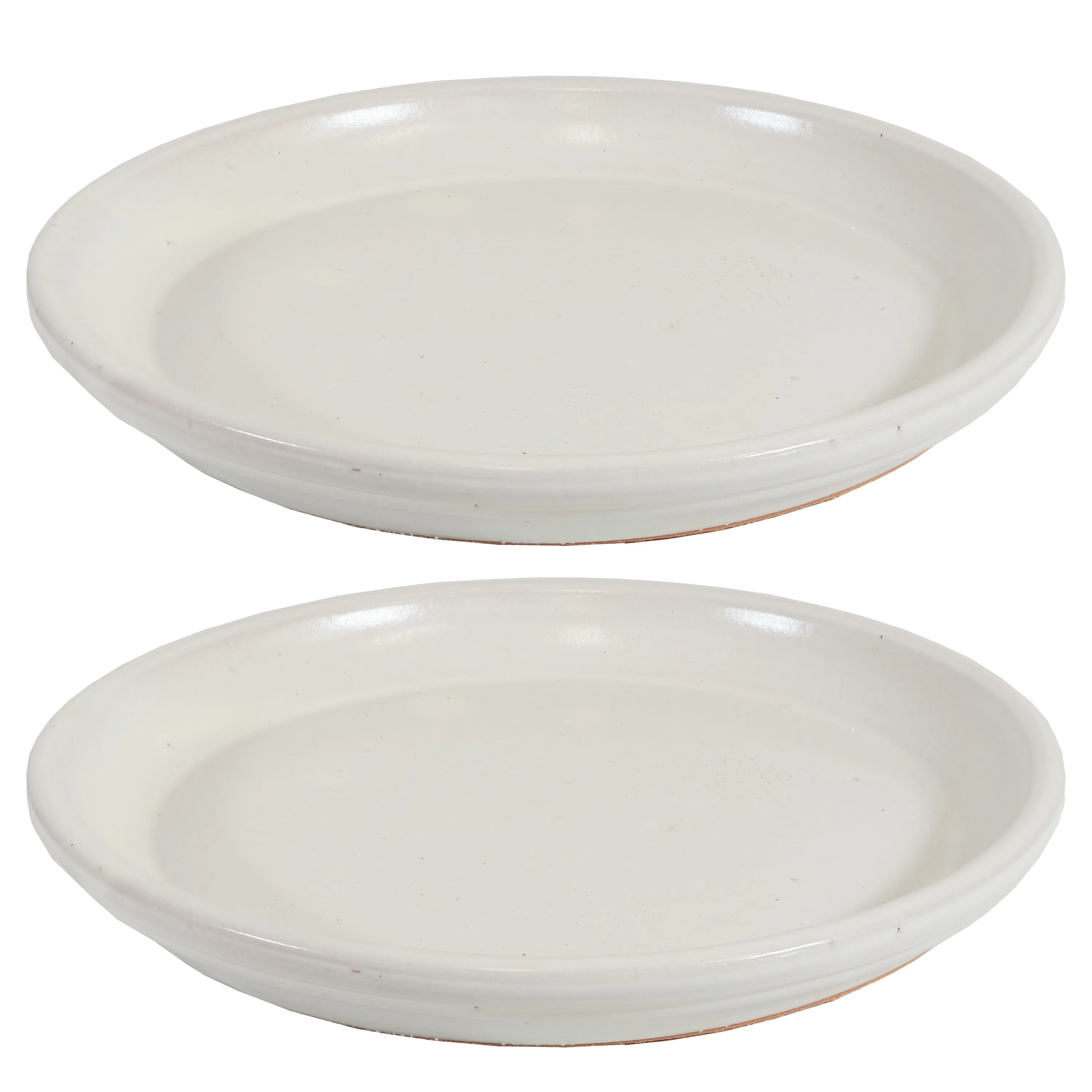 Sunnydaze Set of 2 Glazed Ceramic Planter Saucers