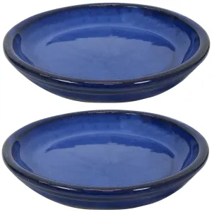 Sunnydaze Set of 2 Glazed Ceramic Planter Saucers