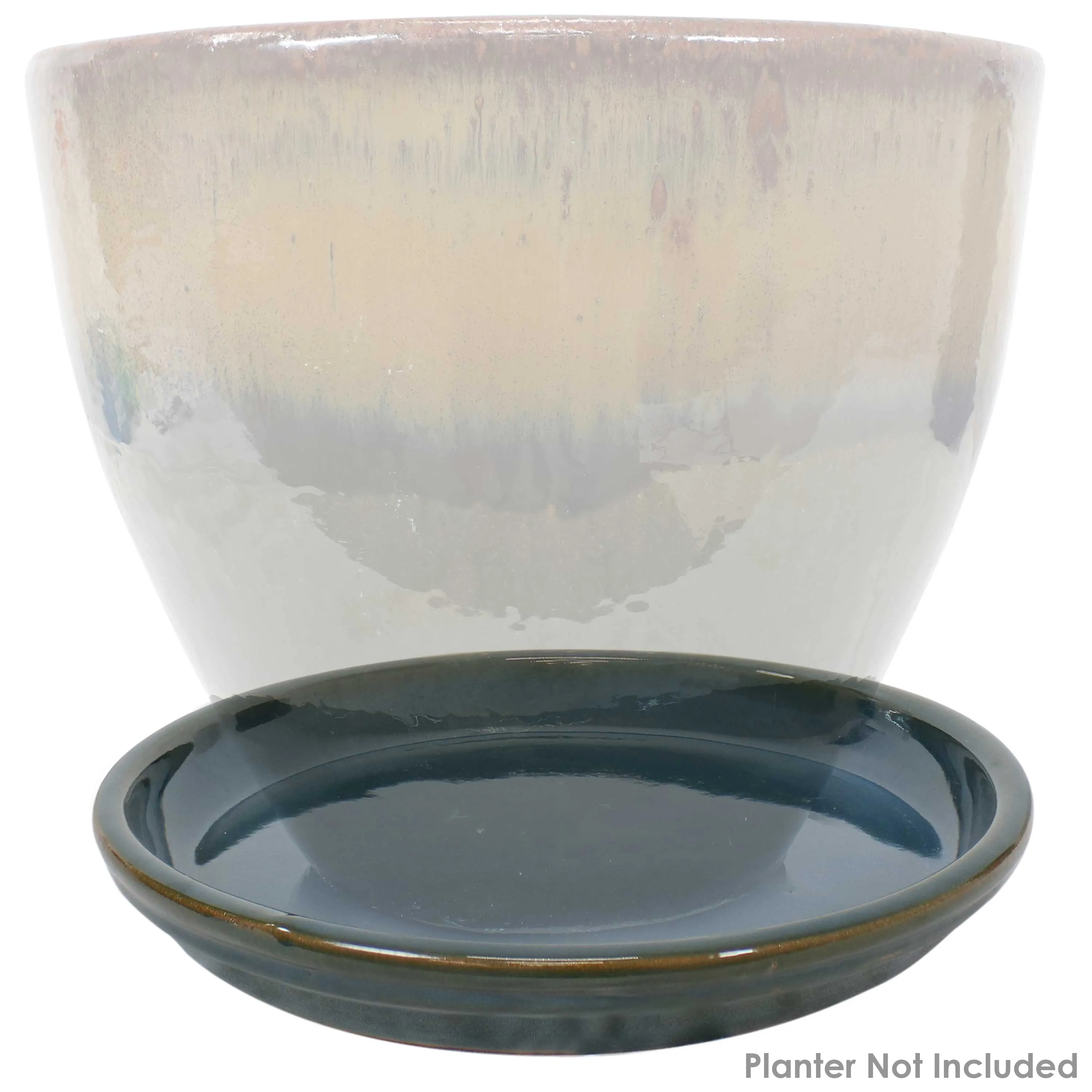 Sunnydaze Set of 2 Glazed Ceramic Planter Saucers