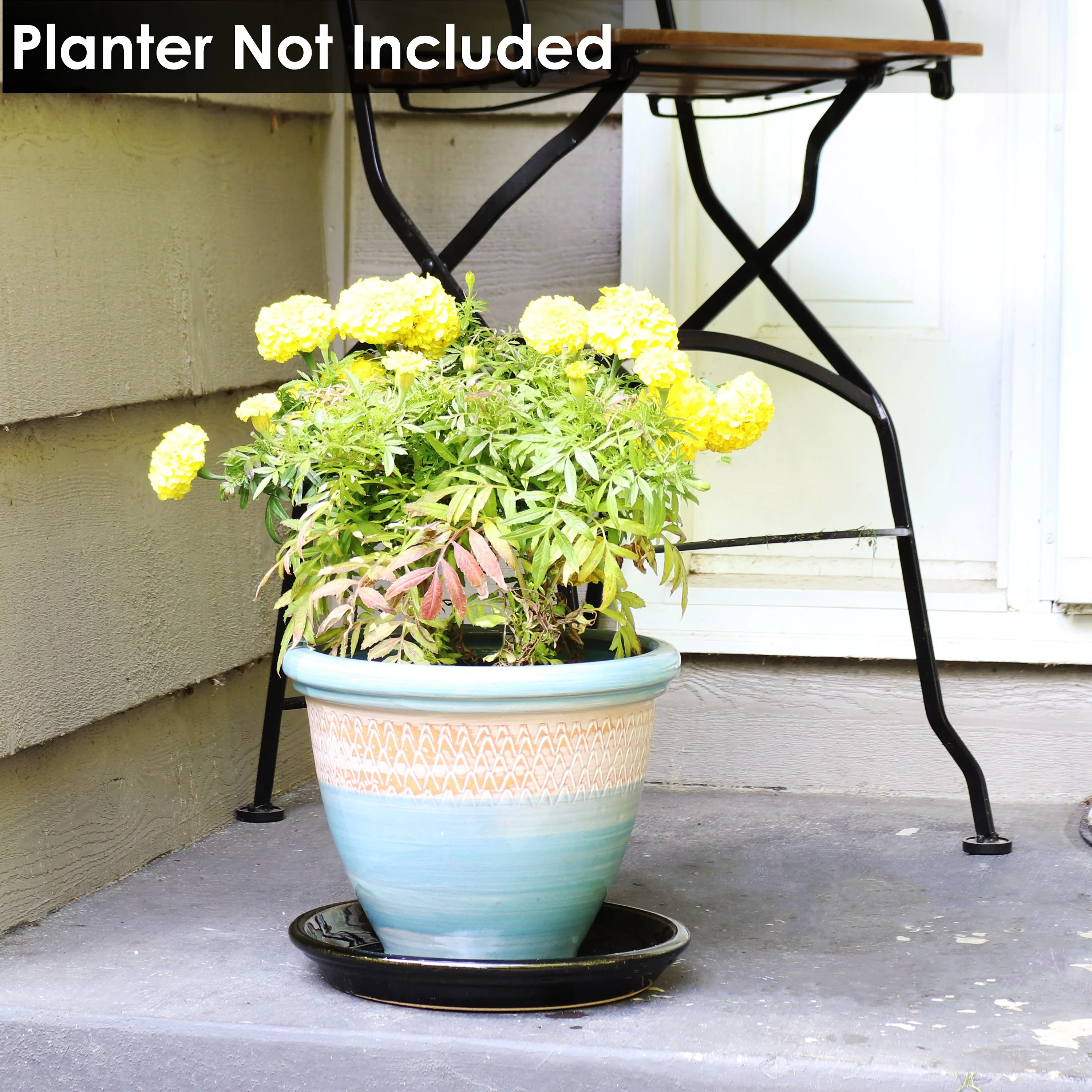 Sunnydaze Set of 2 Glazed Ceramic Planter Saucers