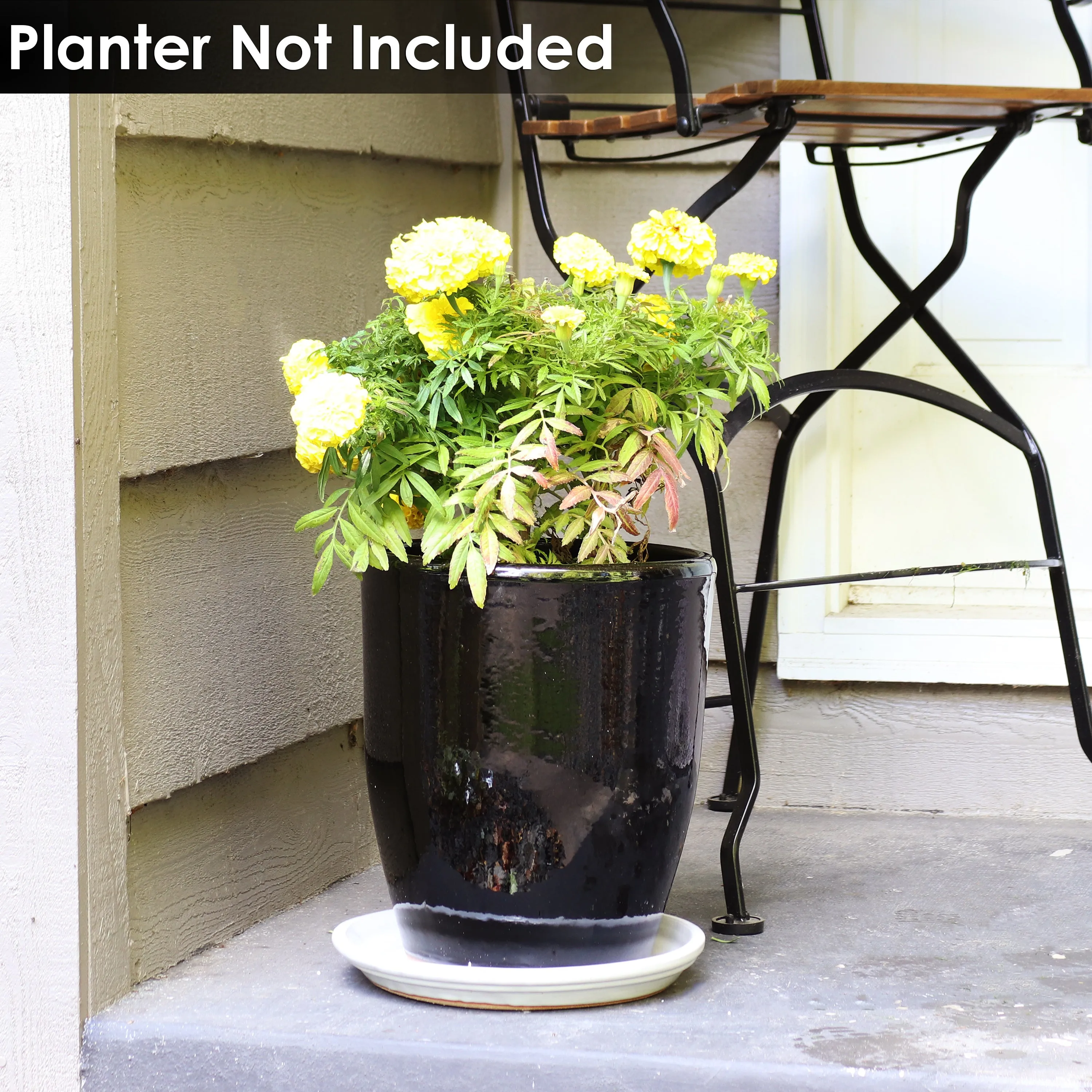 Sunnydaze Set of 2 Glazed Ceramic Planter Saucers