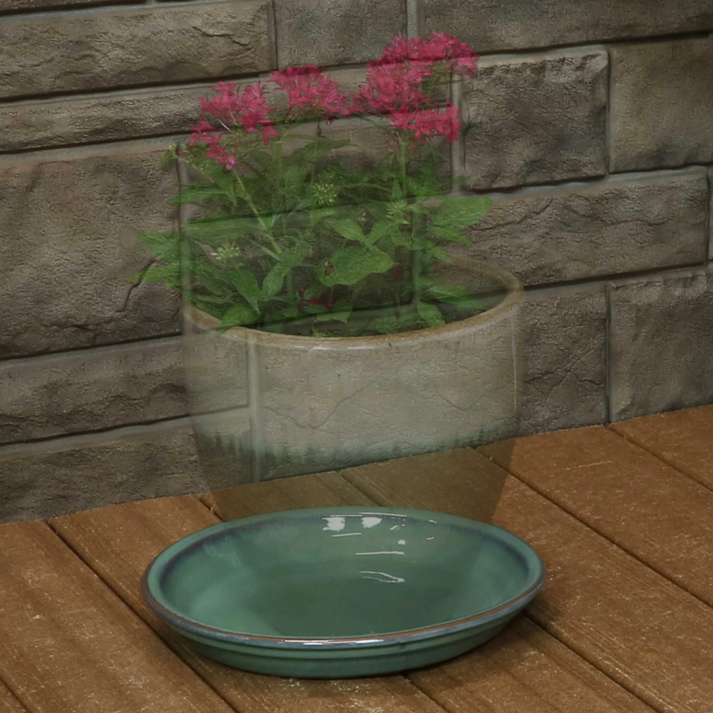 Sunnydaze Set of 2 Glazed Ceramic Planter Saucers