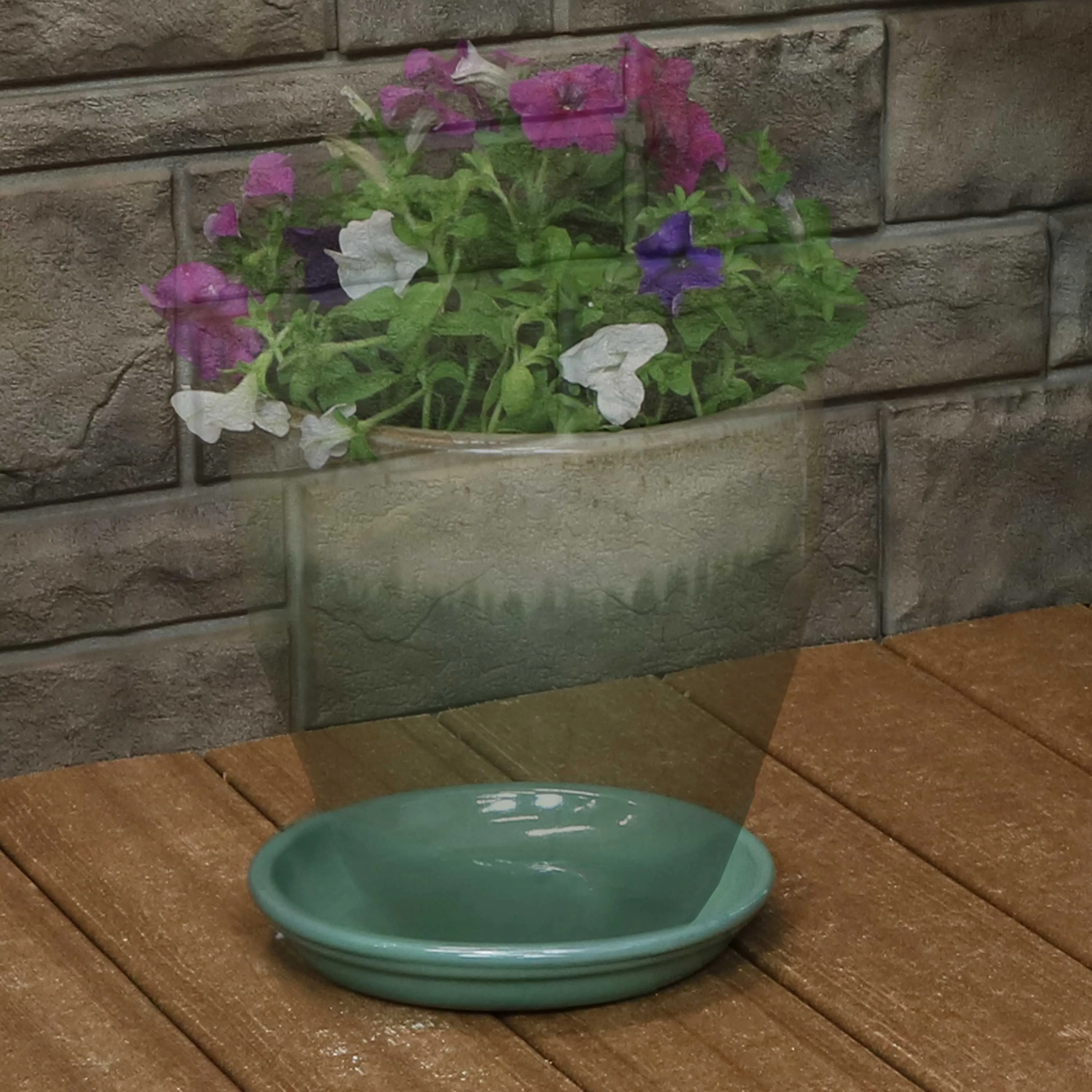 Sunnydaze Set of 2 Glazed Ceramic Planter Saucers