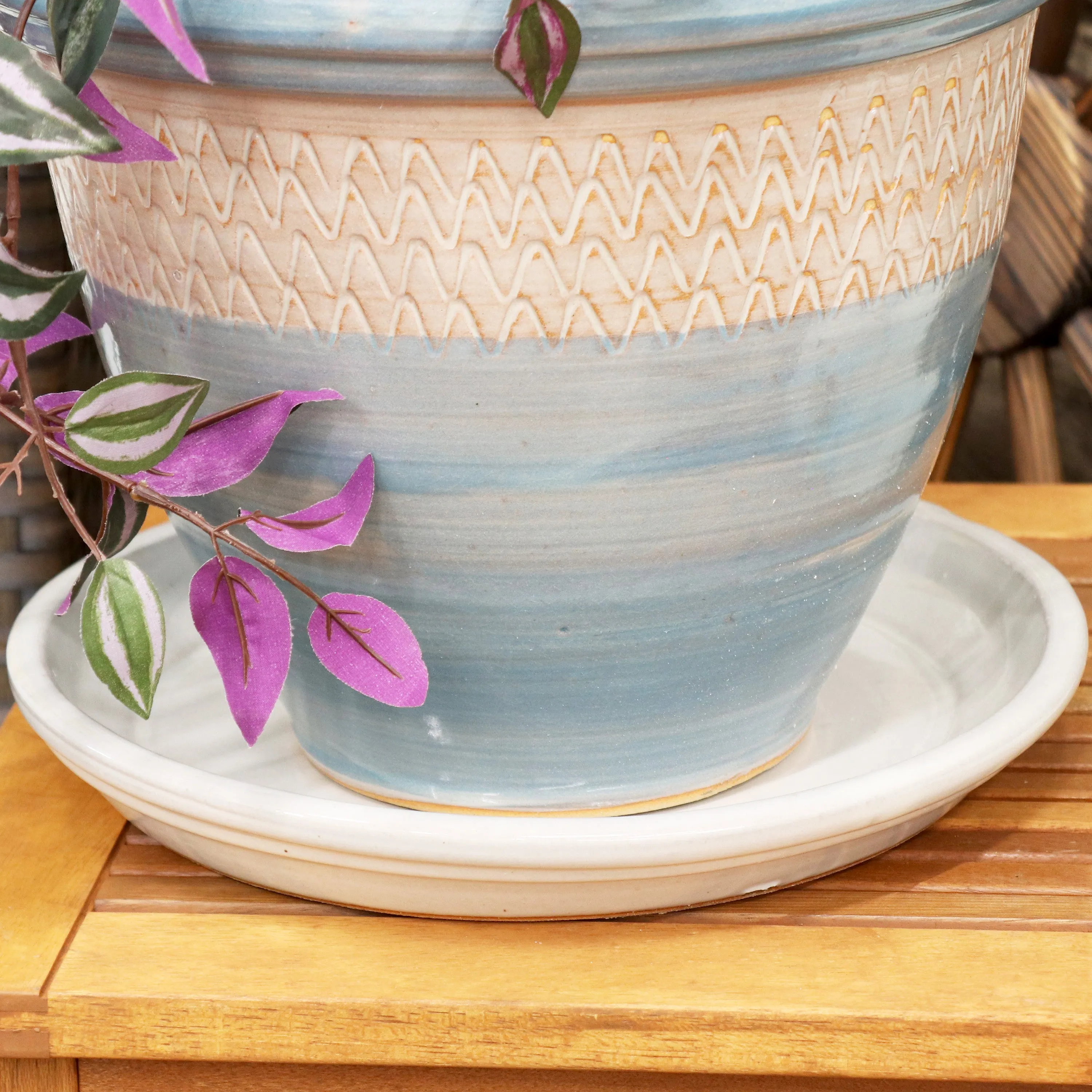 Sunnydaze Set of 2 Glazed Ceramic Planter Saucers