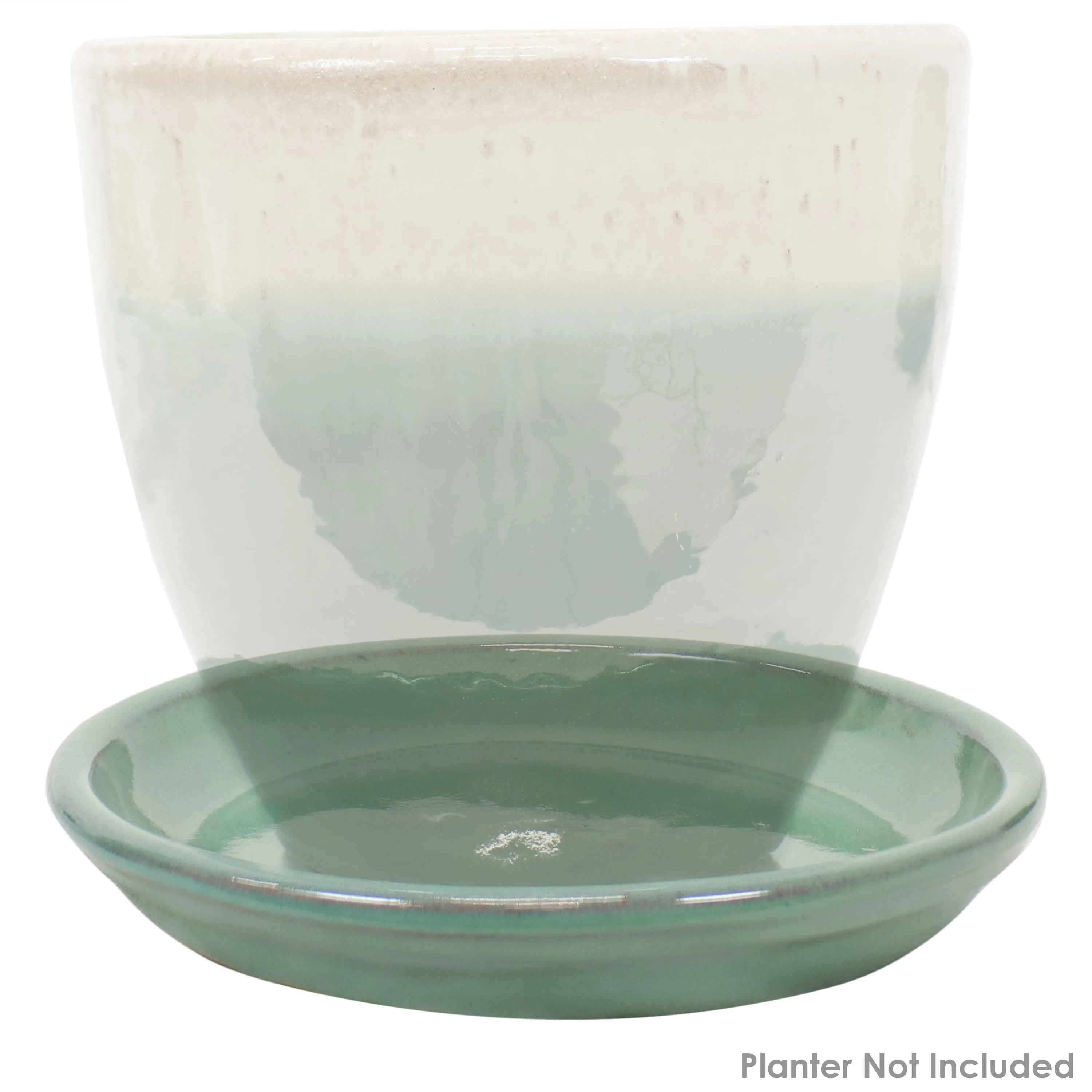 Sunnydaze Set of 2 Glazed Ceramic Planter Saucers