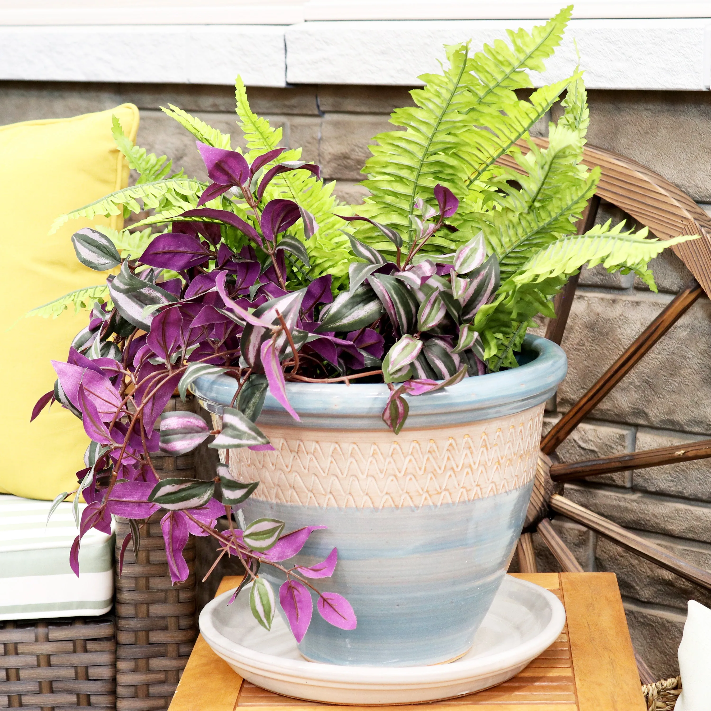 Sunnydaze Set of 2 Glazed Ceramic Planter Saucers
