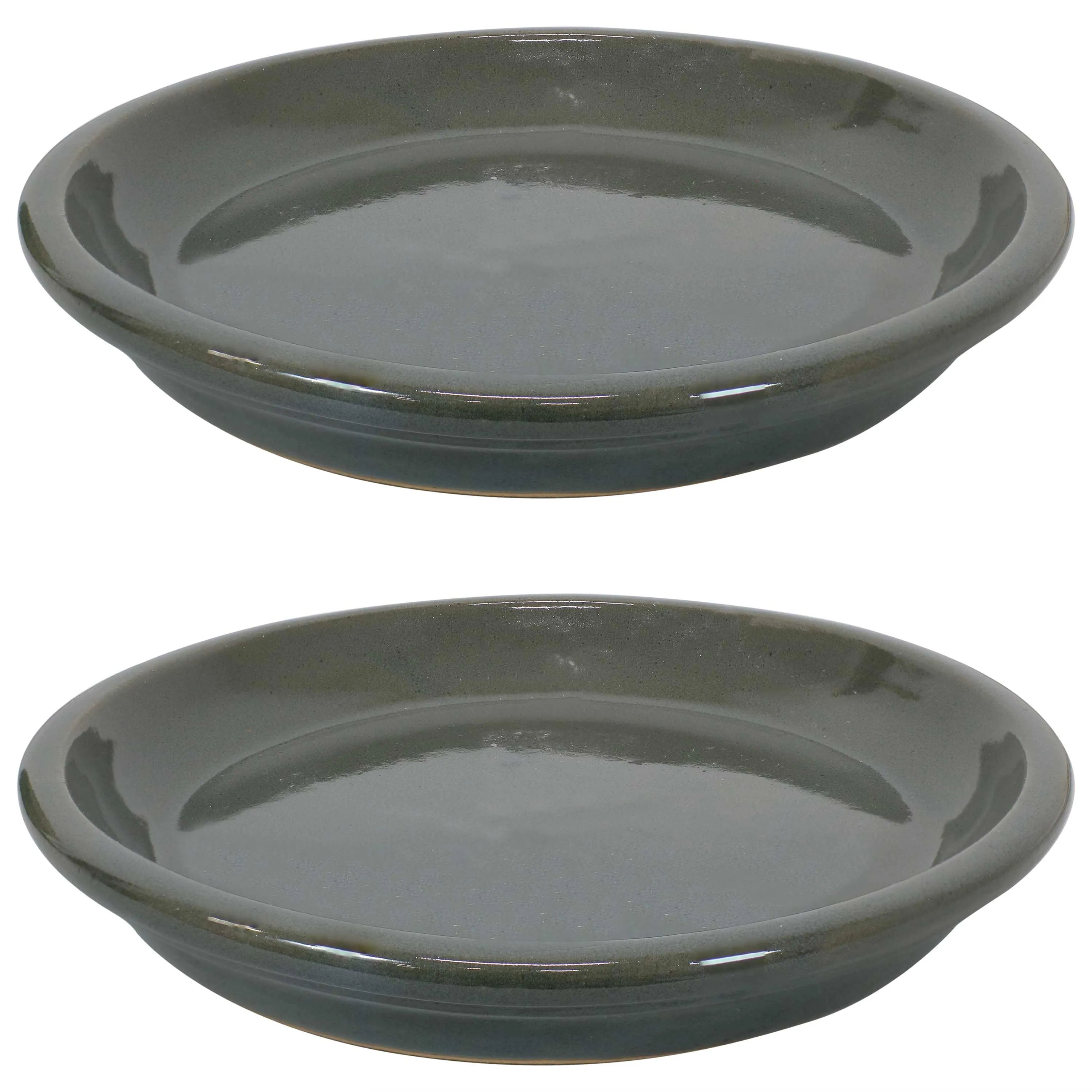 Sunnydaze Set of 2 Glazed Ceramic Planter Saucers