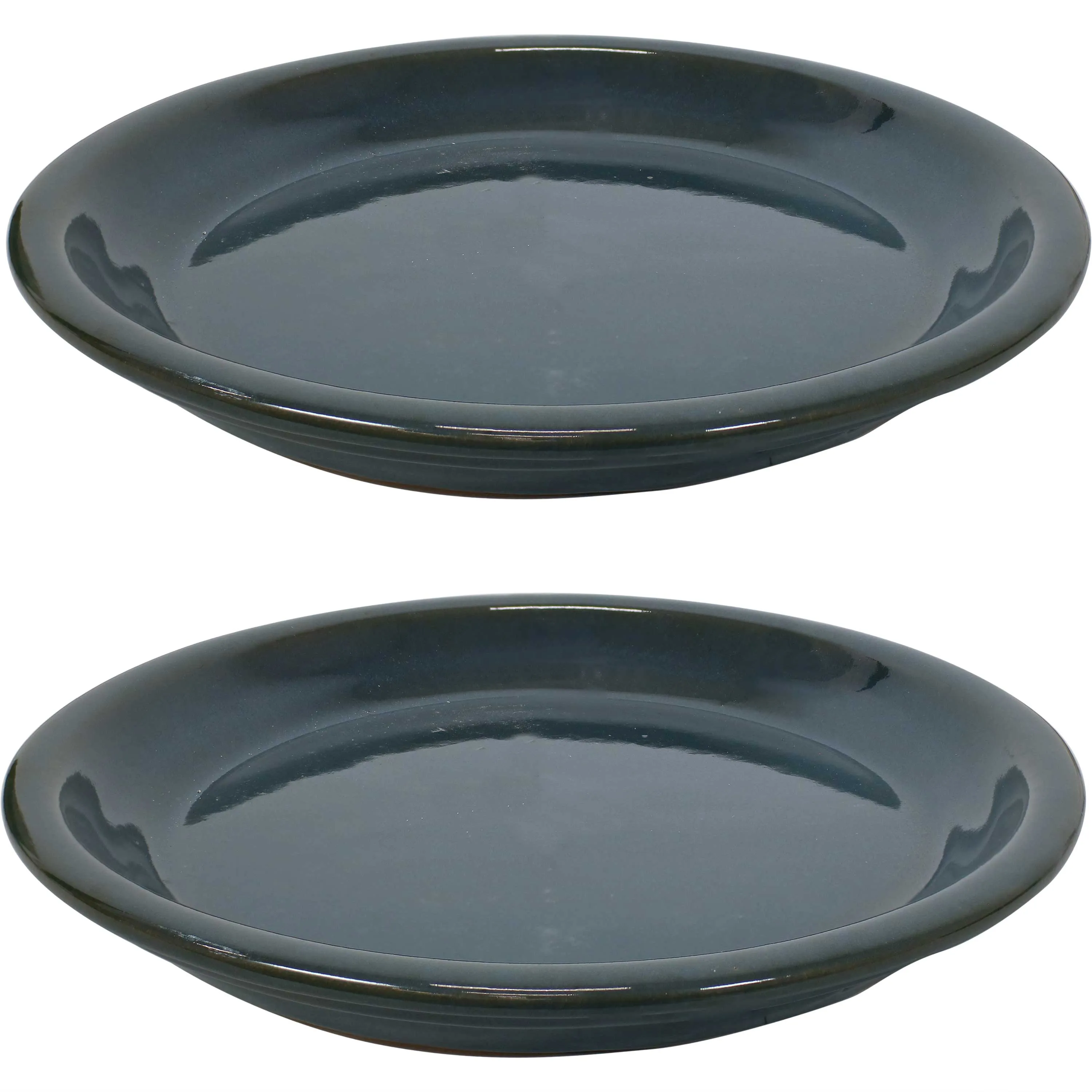 Sunnydaze Set of 2 Glazed Ceramic Planter Saucers