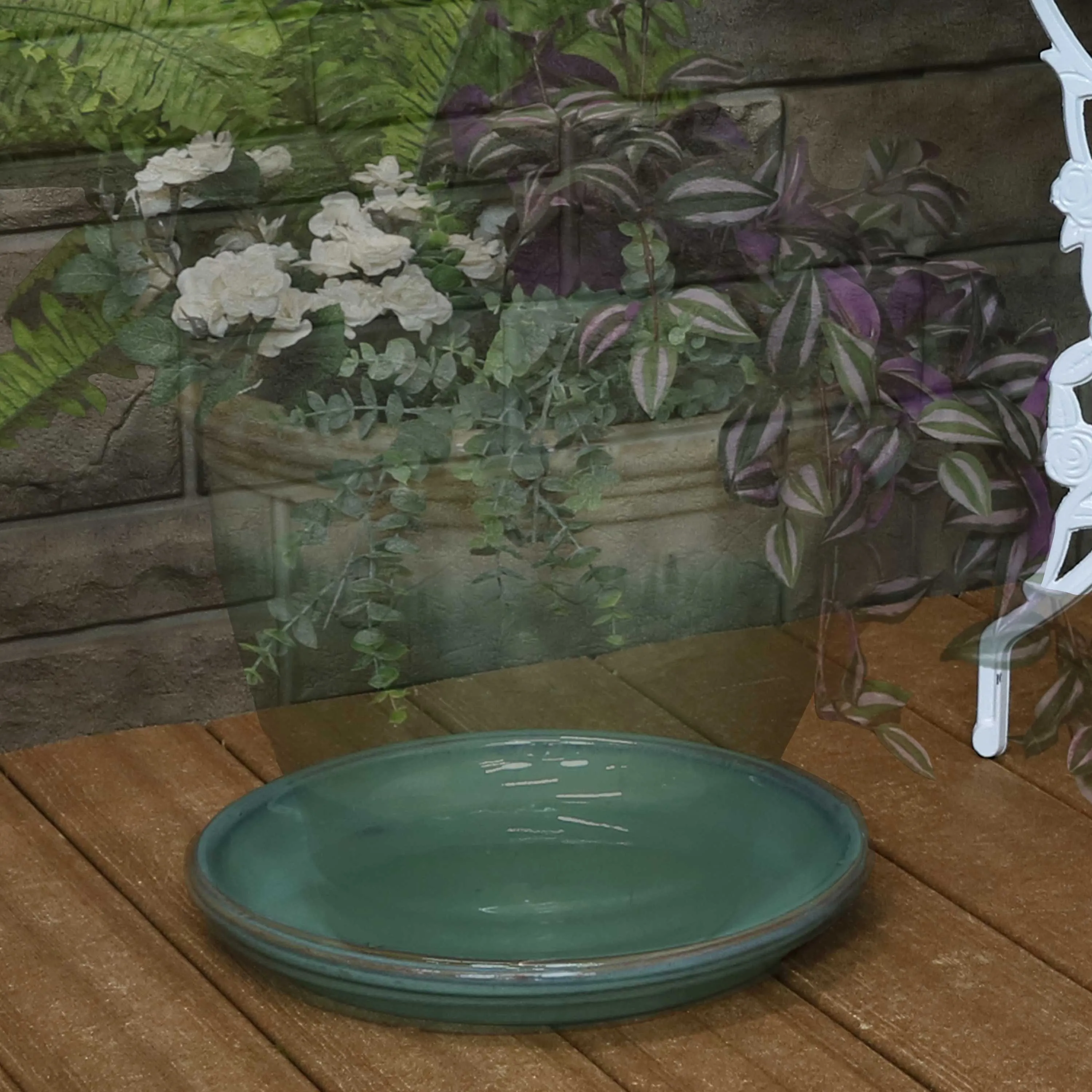 Sunnydaze Set of 2 Glazed Ceramic Planter Saucers