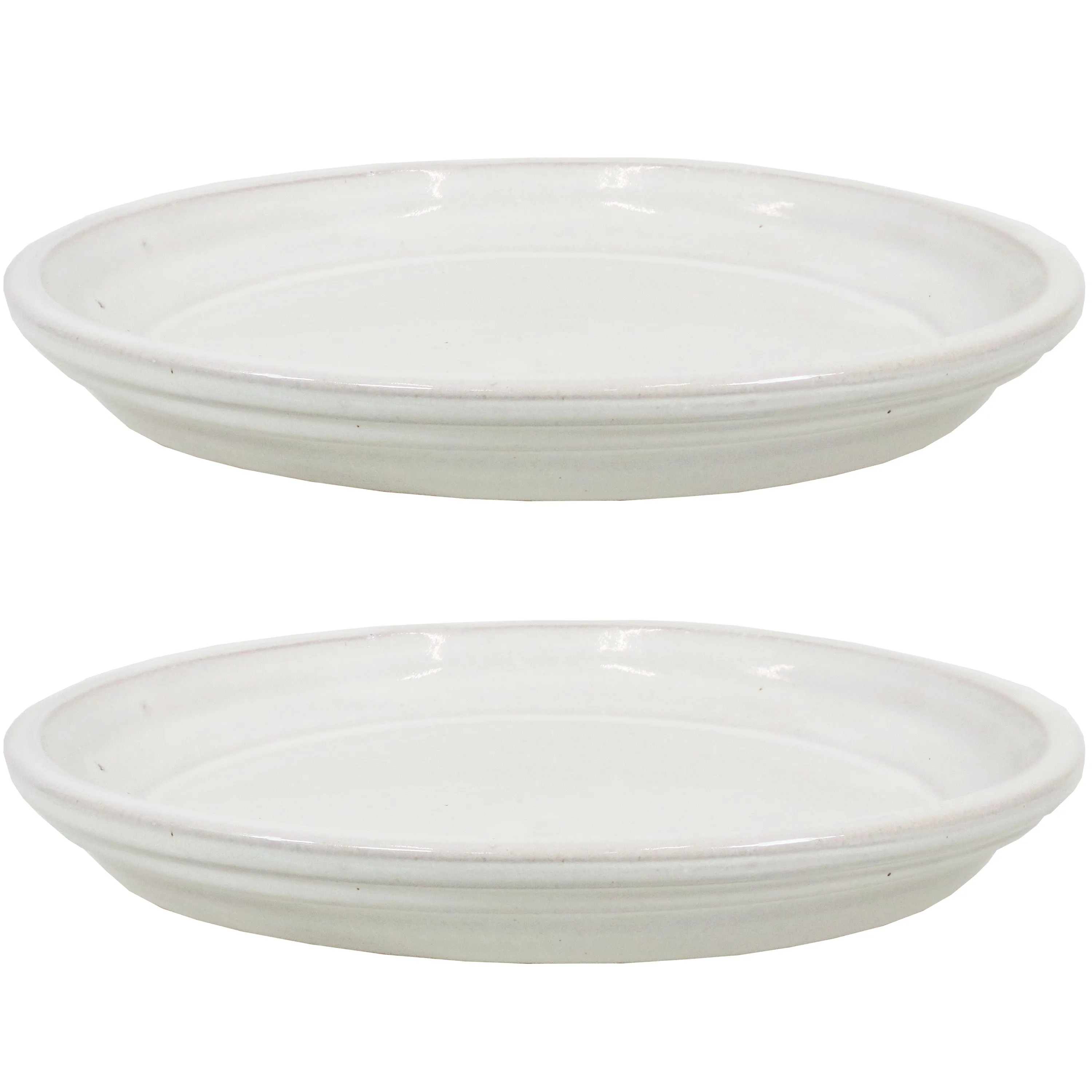 Sunnydaze Set of 2 Glazed Ceramic Planter Saucers