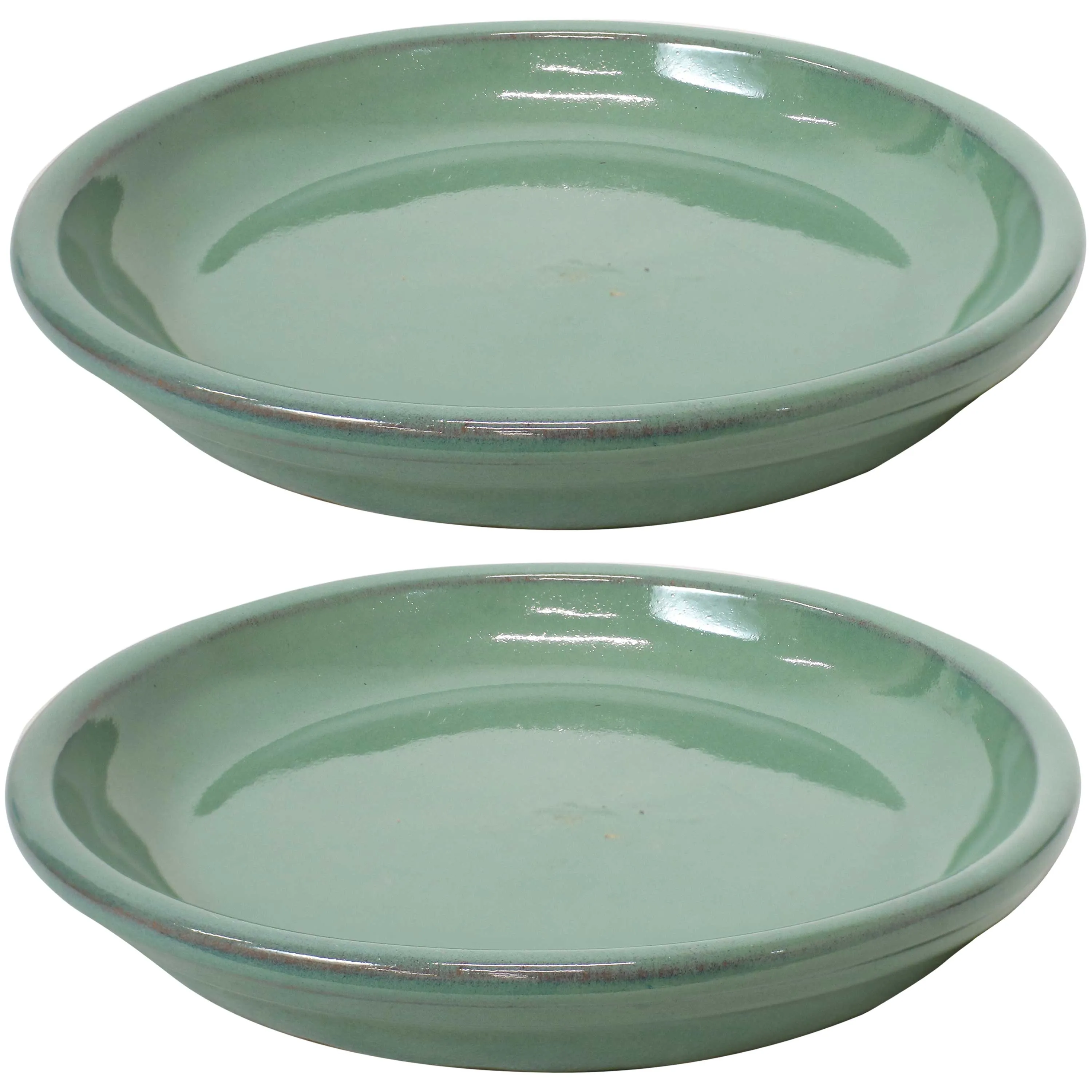 Sunnydaze Set of 2 Glazed Ceramic Planter Saucers