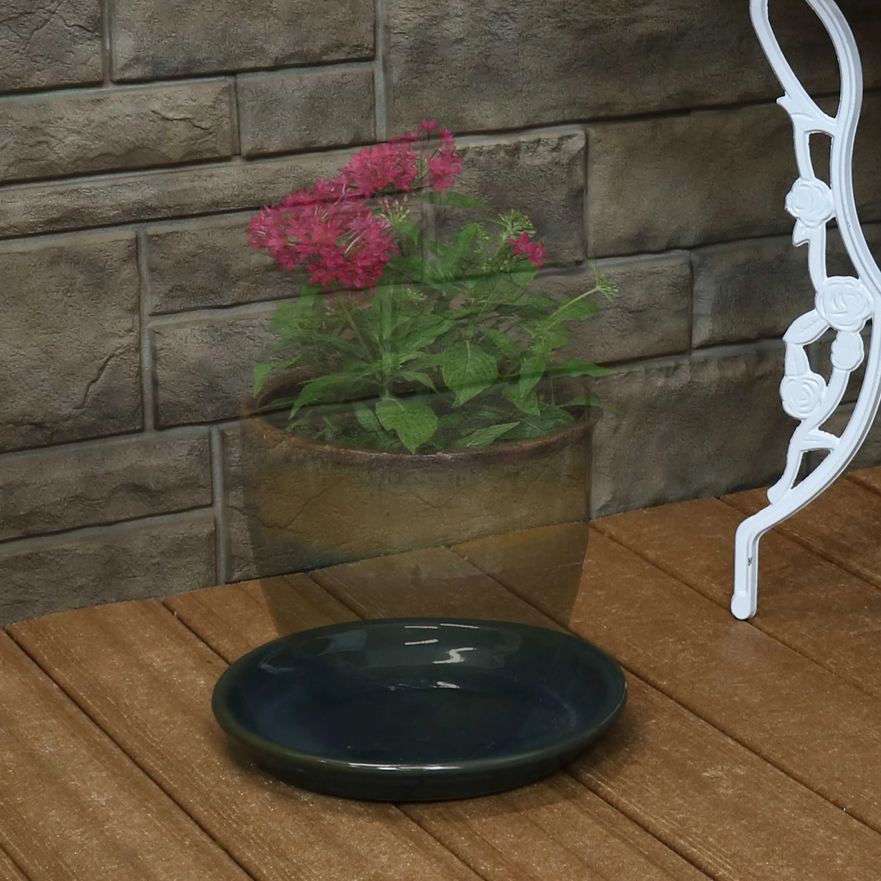 Sunnydaze Set of 2 Glazed Ceramic Planter Saucers