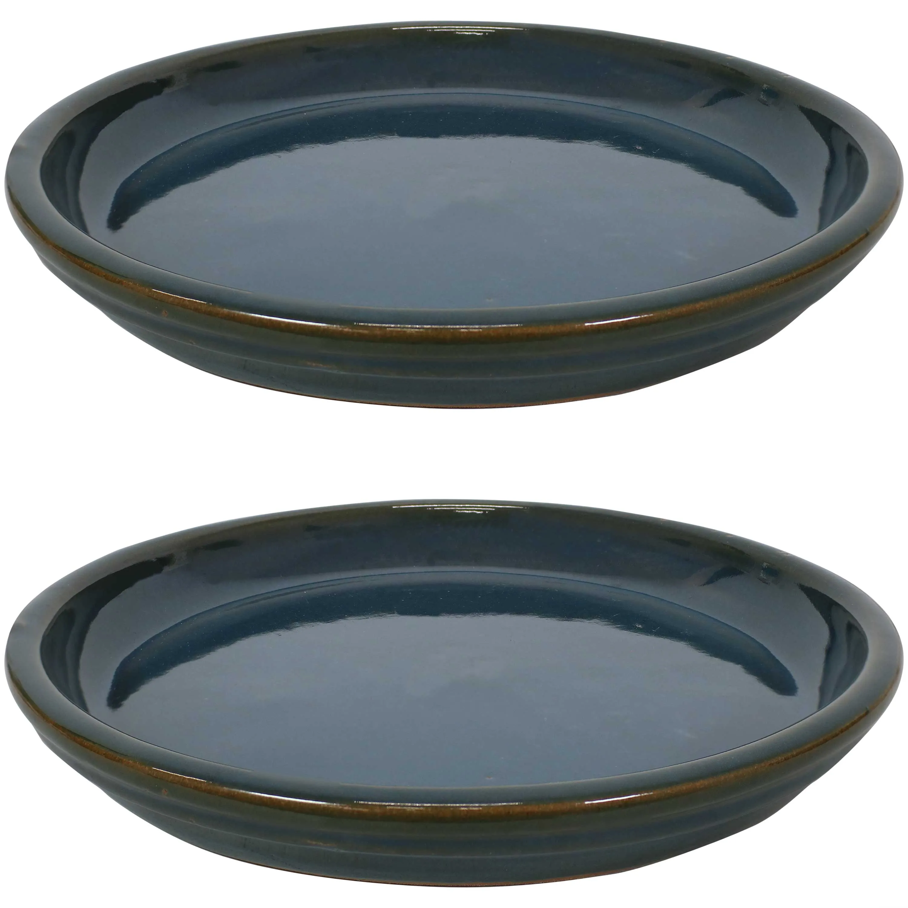 Sunnydaze Set of 2 Glazed Ceramic Planter Saucers