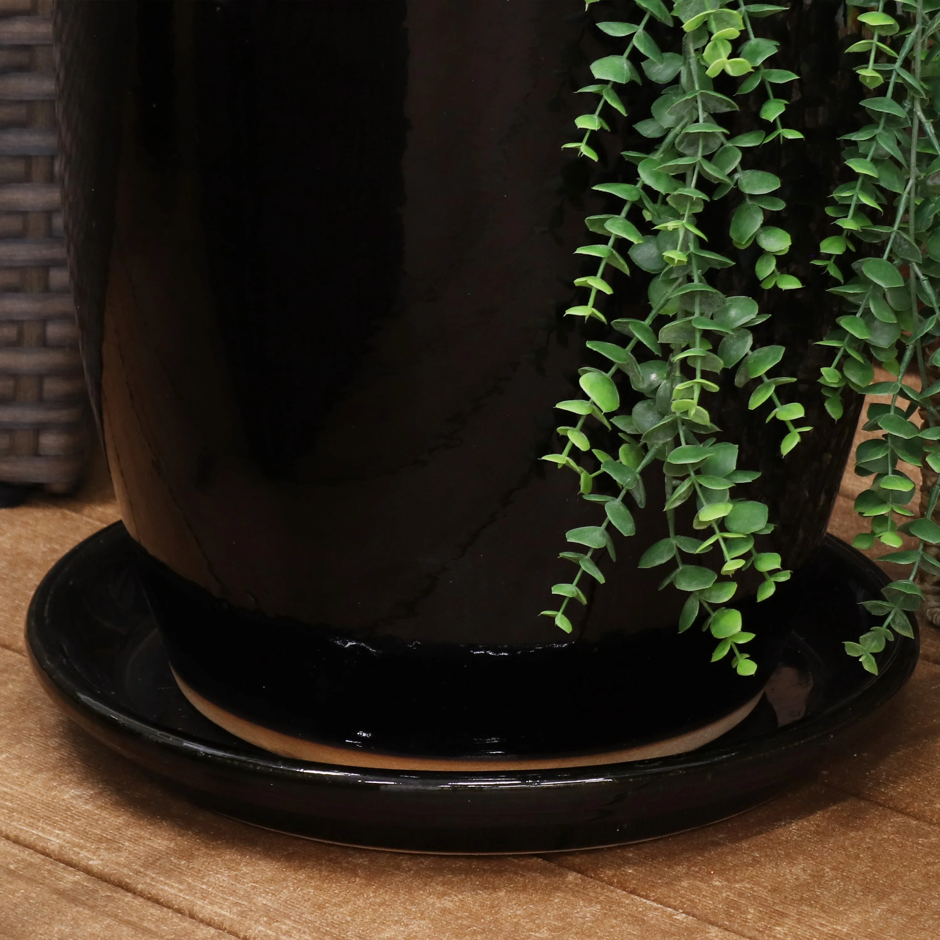 Sunnydaze Set of 2 Glazed Ceramic Planter Saucers