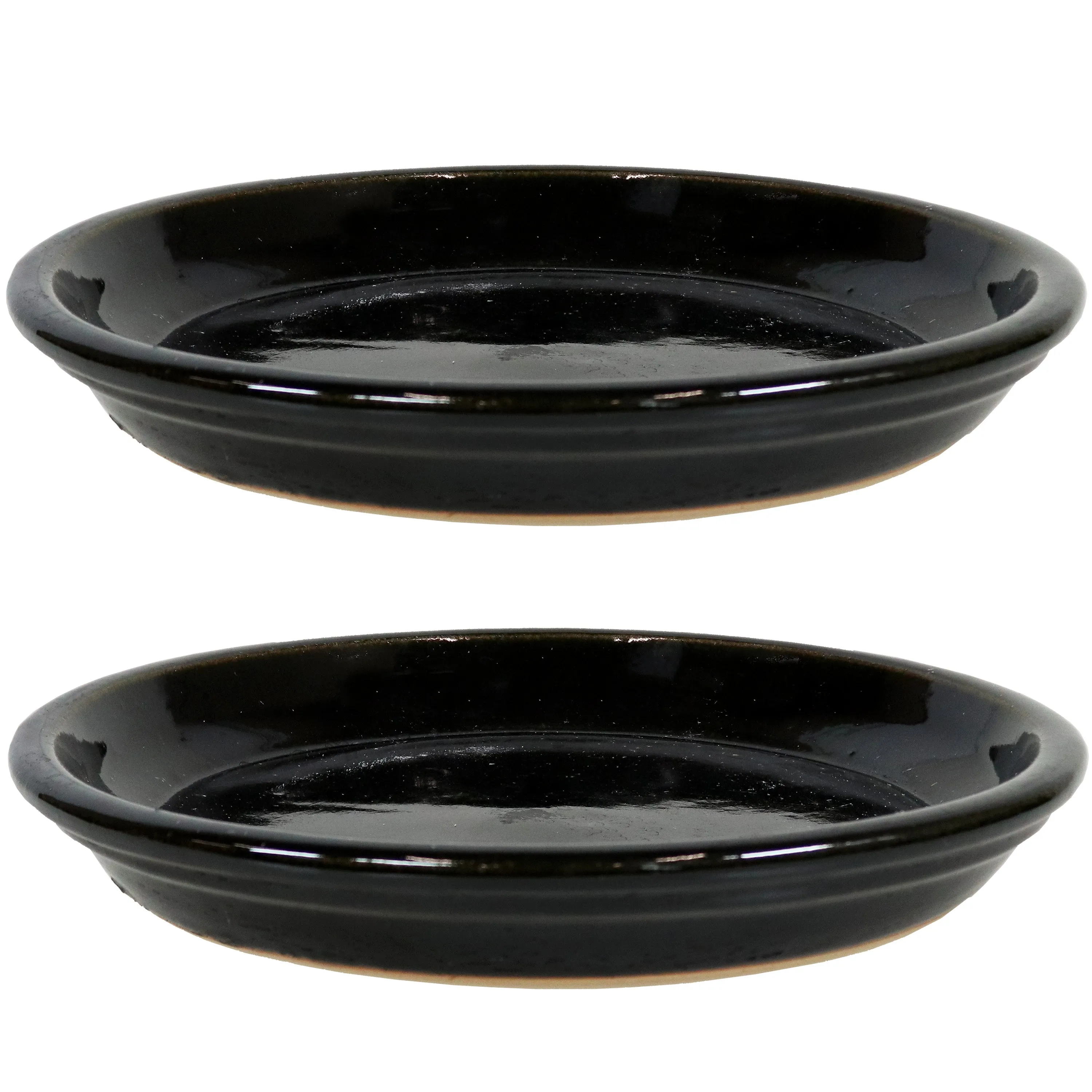 Sunnydaze Set of 2 Glazed Ceramic Planter Saucers