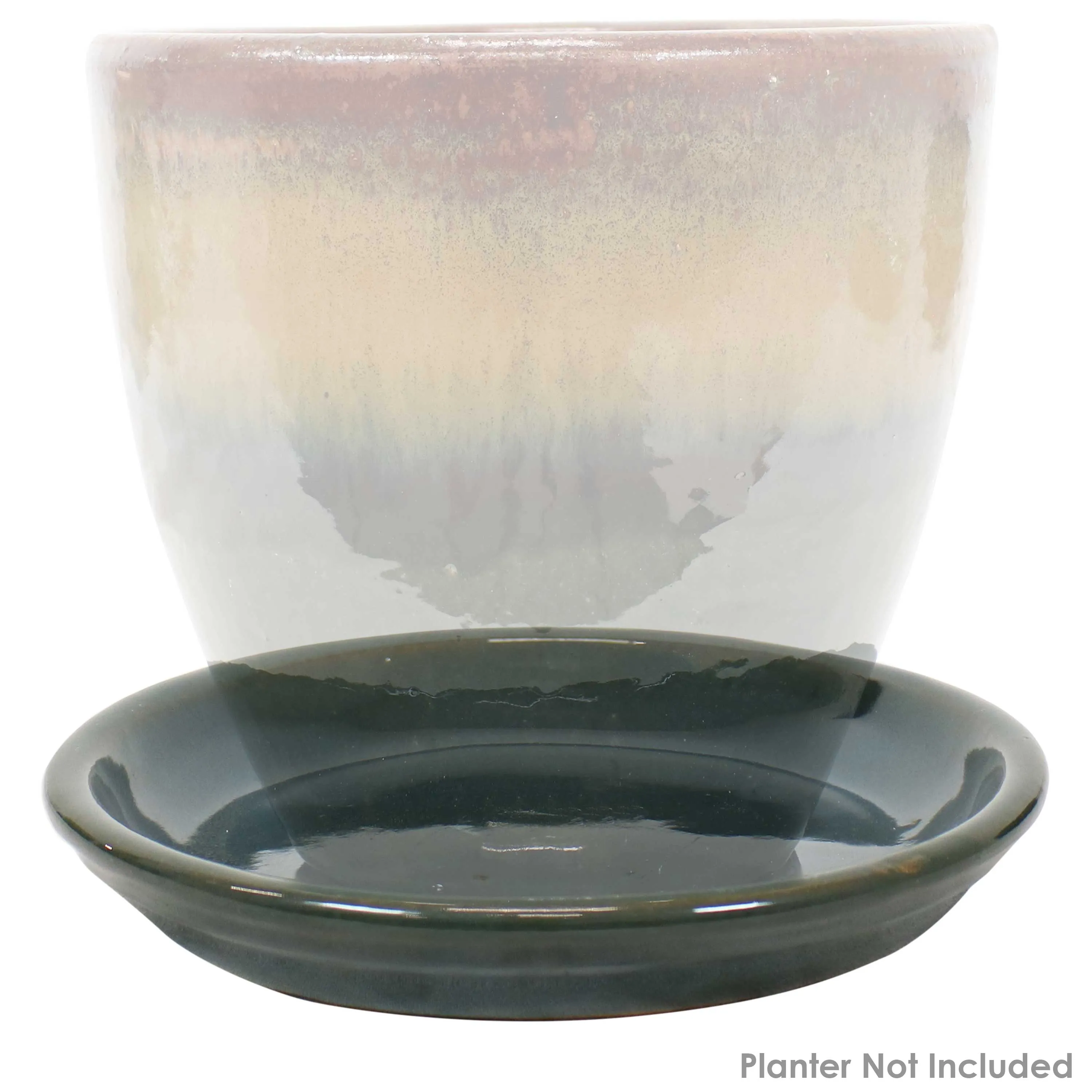 Sunnydaze Set of 2 Glazed Ceramic Planter Saucers