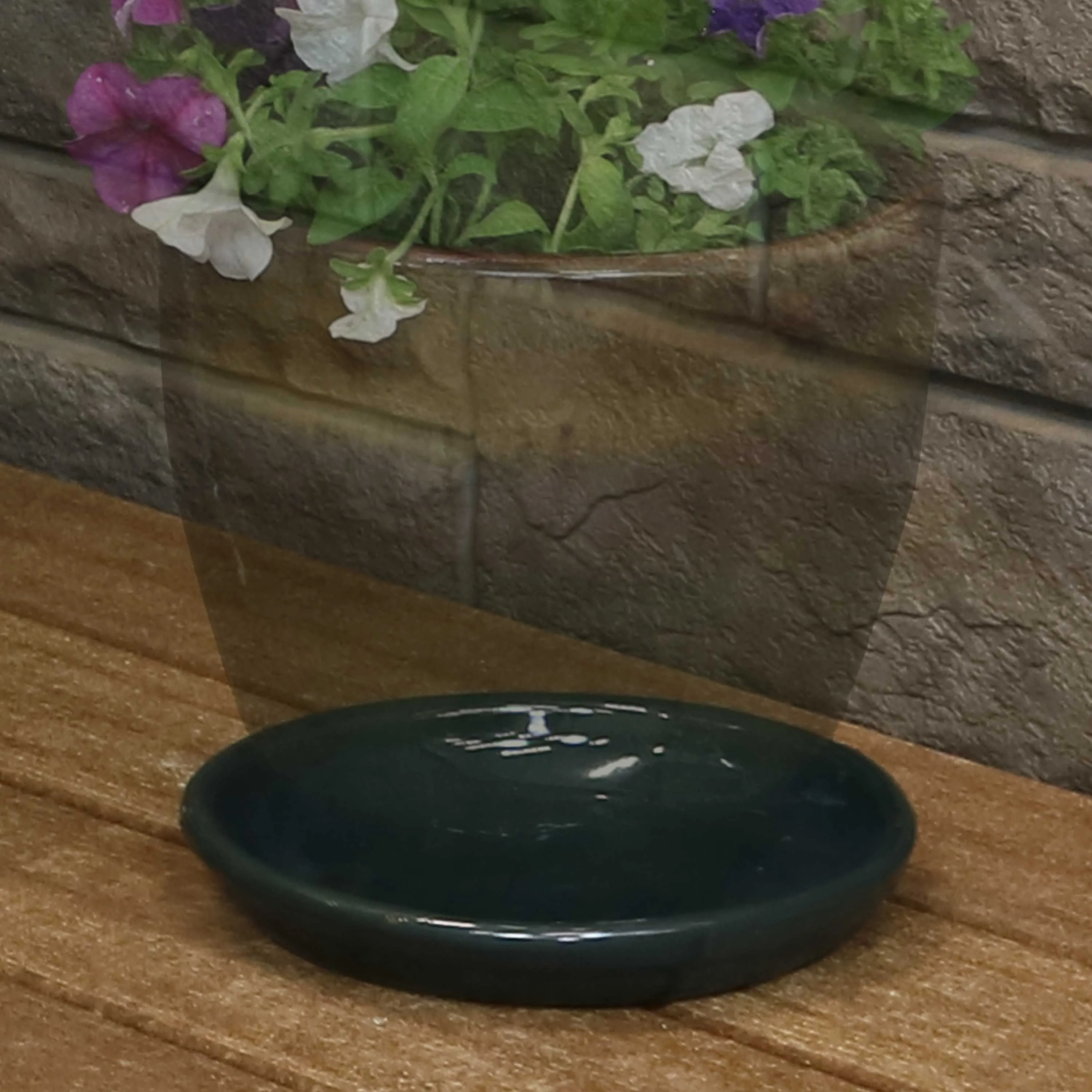 Sunnydaze Set of 2 Glazed Ceramic Planter Saucers