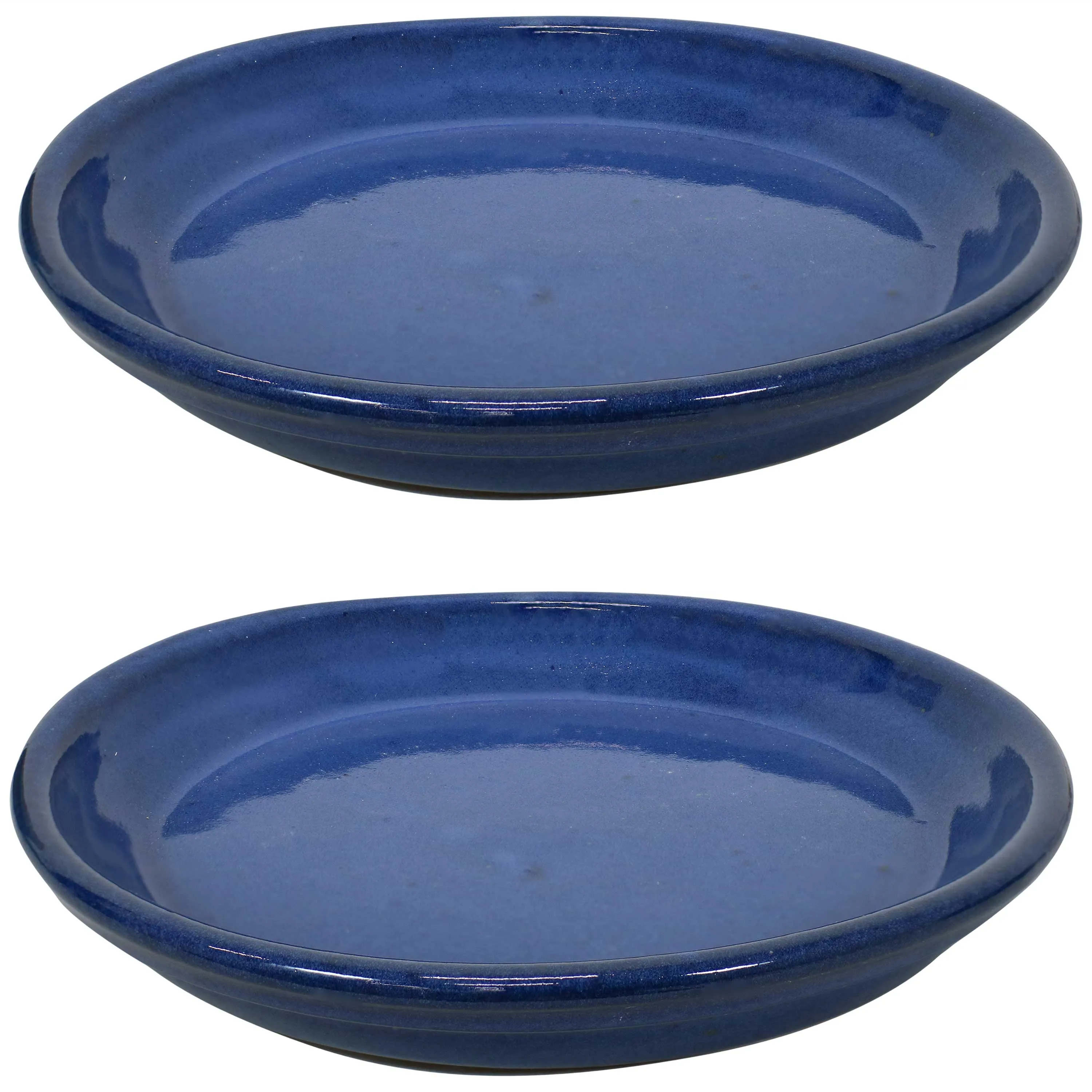 Sunnydaze Set of 2 Glazed Ceramic Planter Saucers
