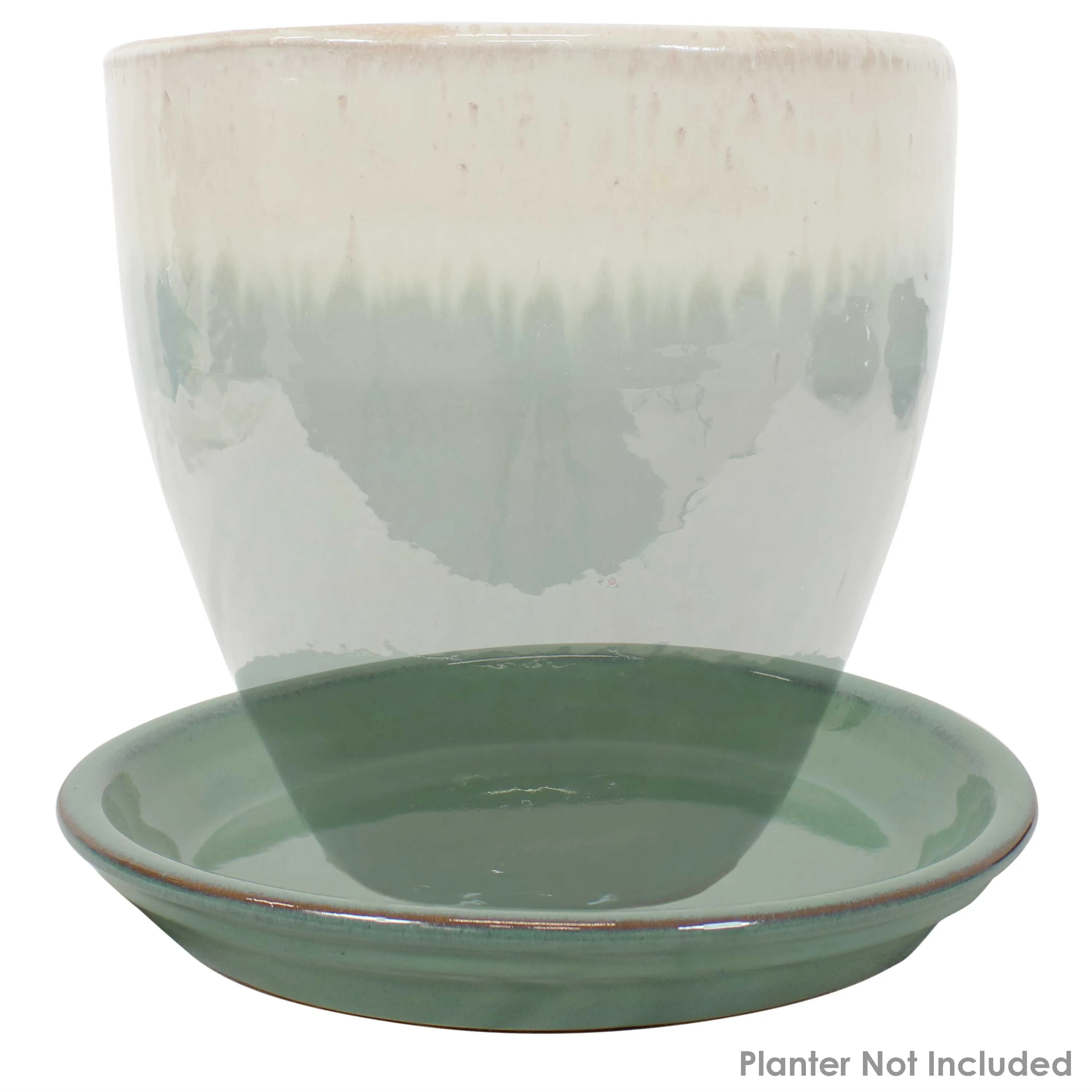 Sunnydaze Set of 2 Glazed Ceramic Planter Saucers