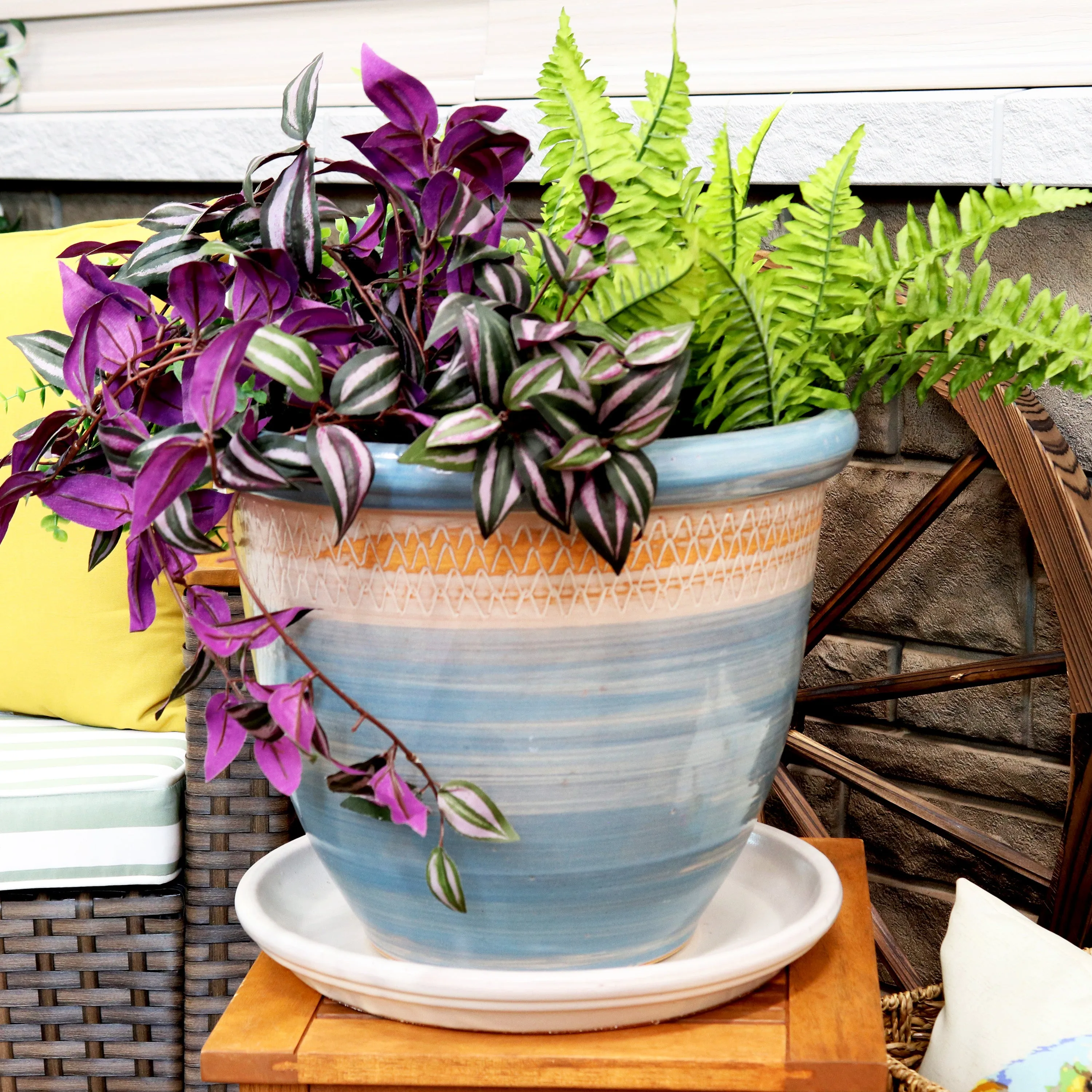 Sunnydaze Set of 2 Glazed Ceramic Planter Saucers