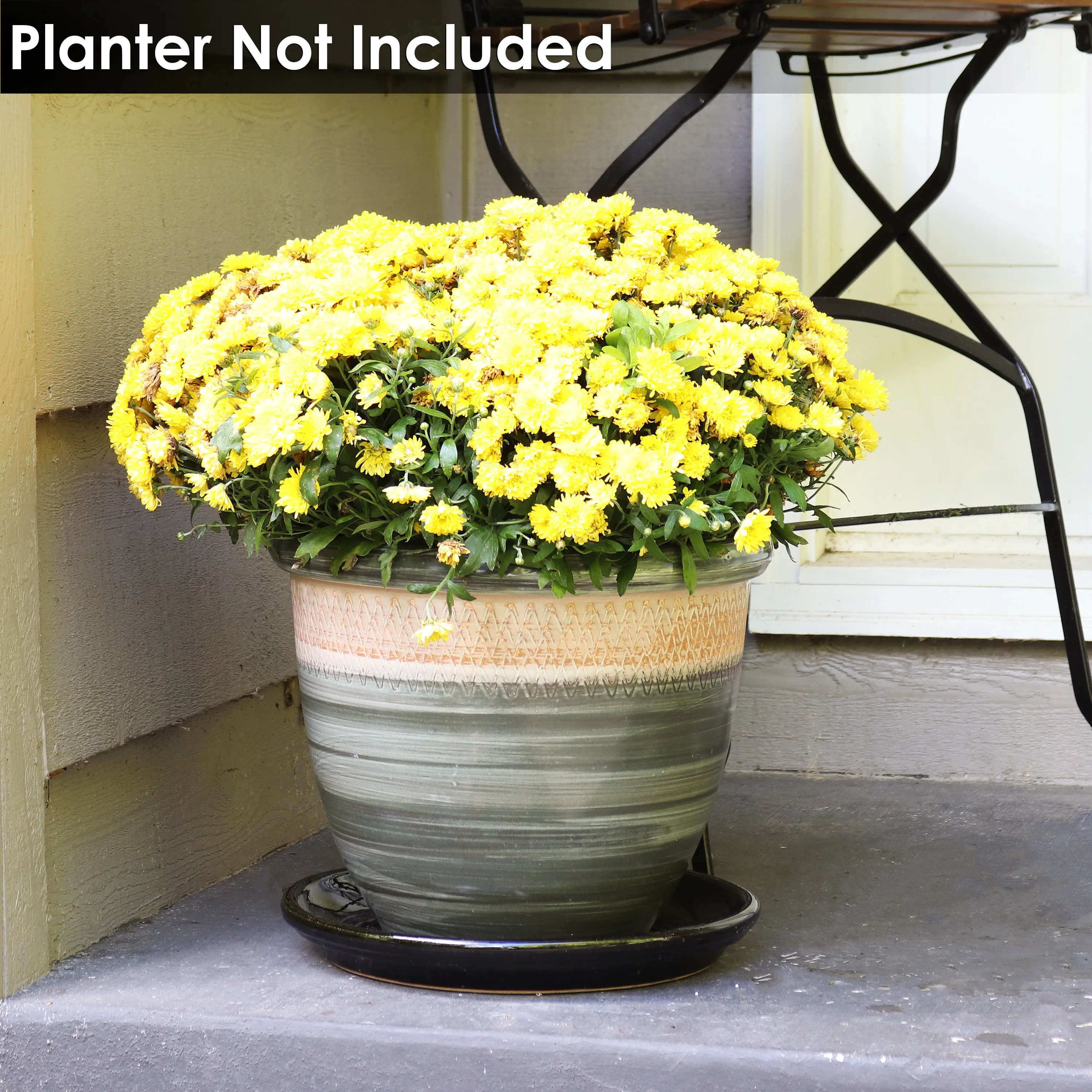 Sunnydaze Set of 2 Glazed Ceramic Planter Saucers