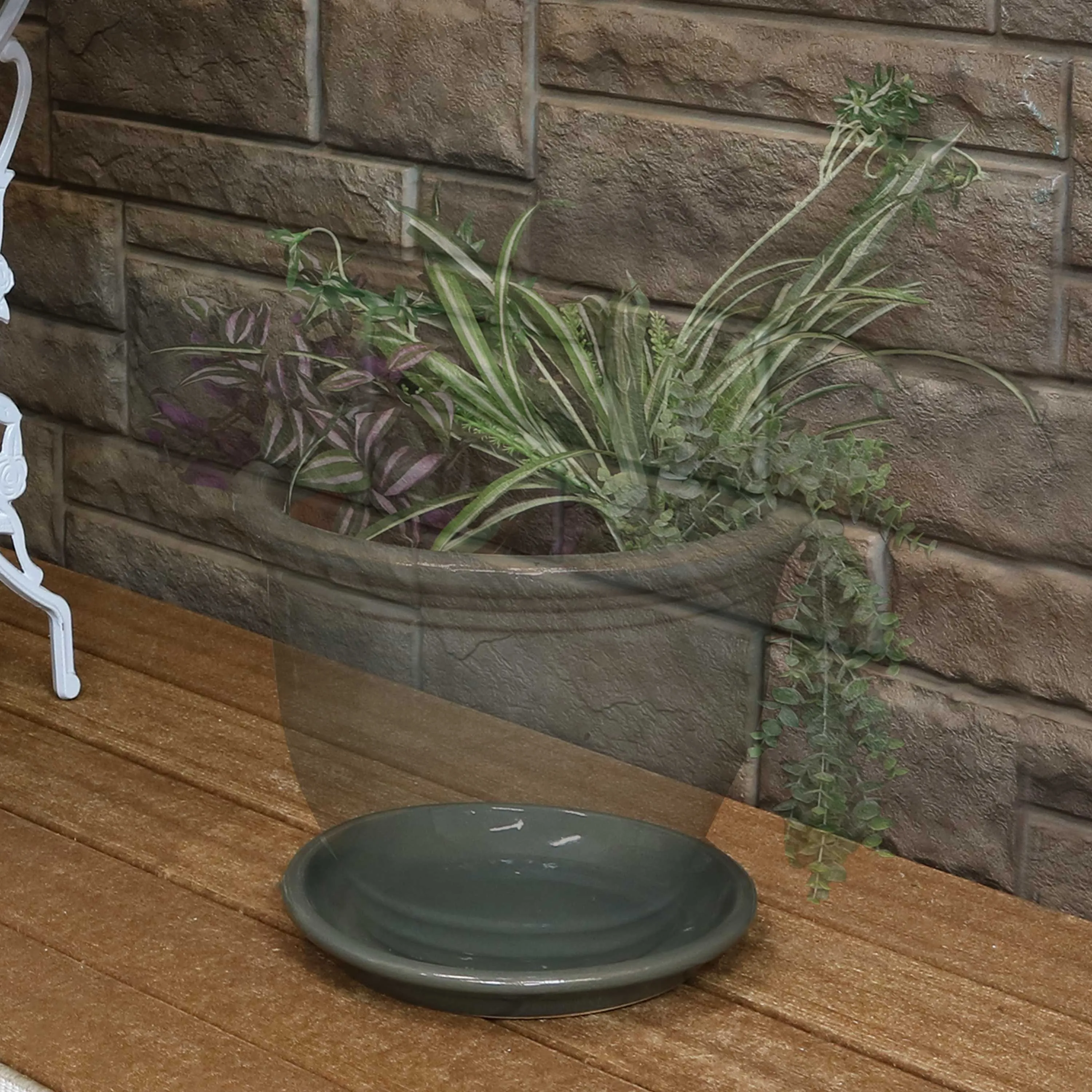 Sunnydaze Set of 2 Glazed Ceramic Planter Saucers