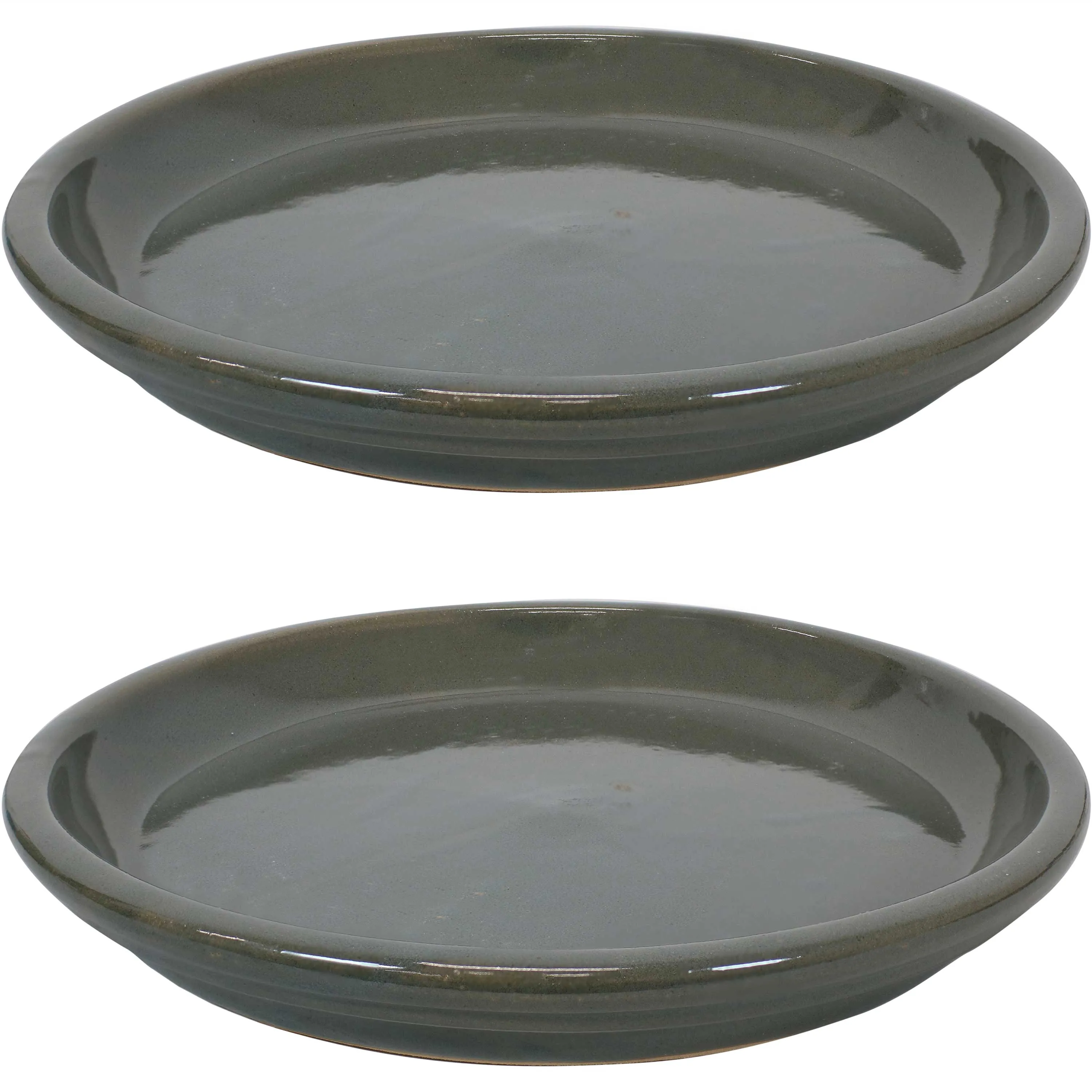 Sunnydaze Set of 2 Glazed Ceramic Planter Saucers