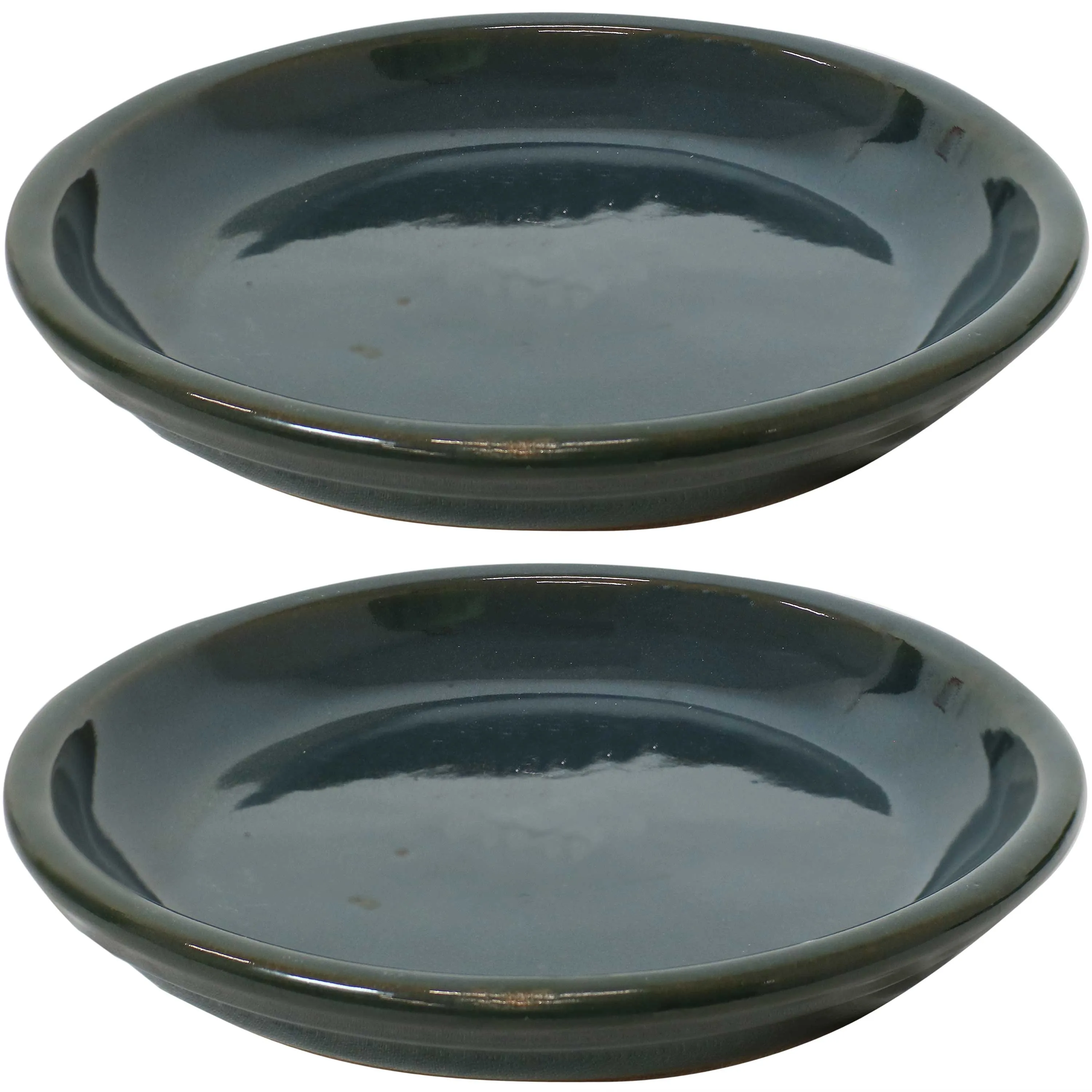 Sunnydaze Set of 2 Glazed Ceramic Planter Saucers