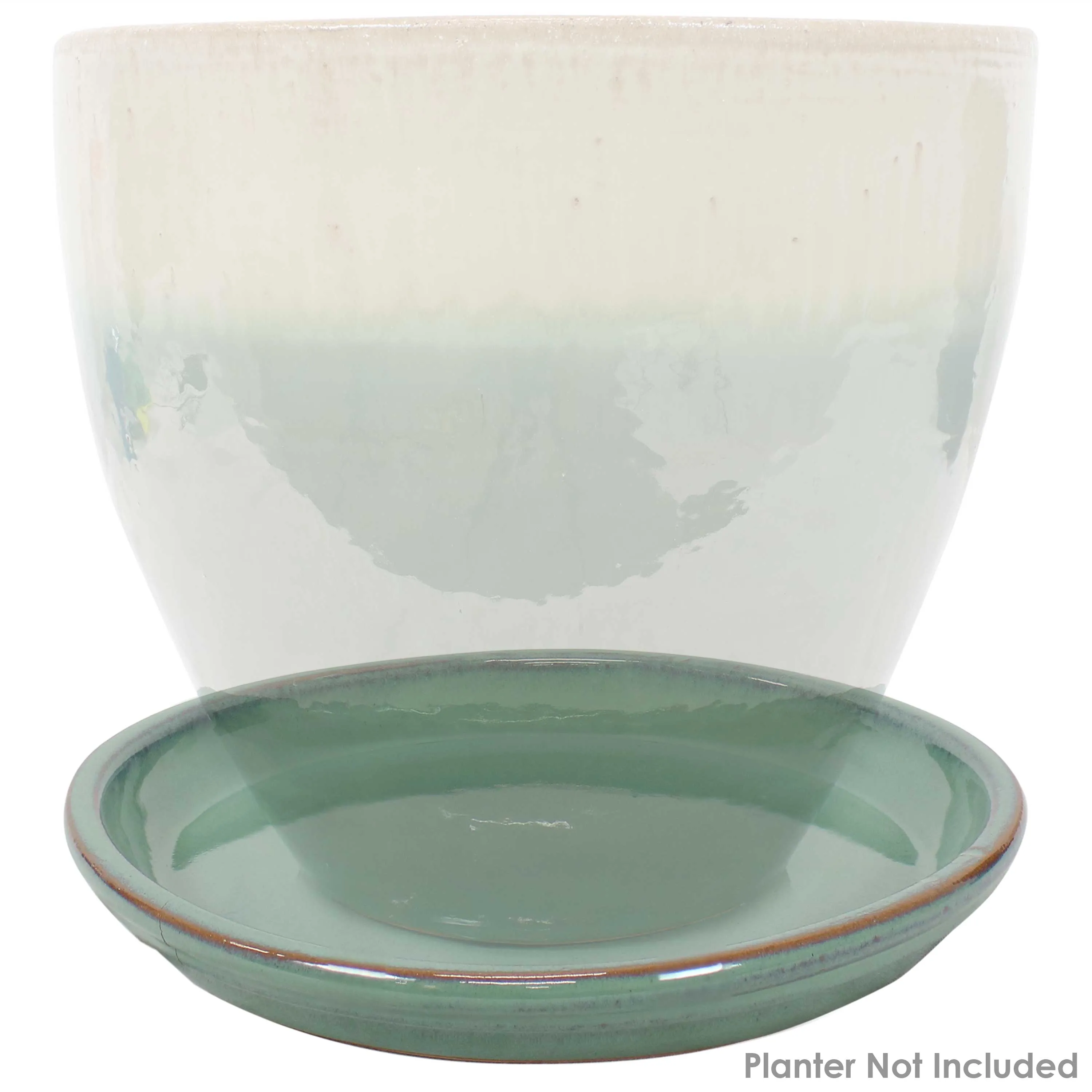 Sunnydaze Set of 2 Glazed Ceramic Planter Saucers