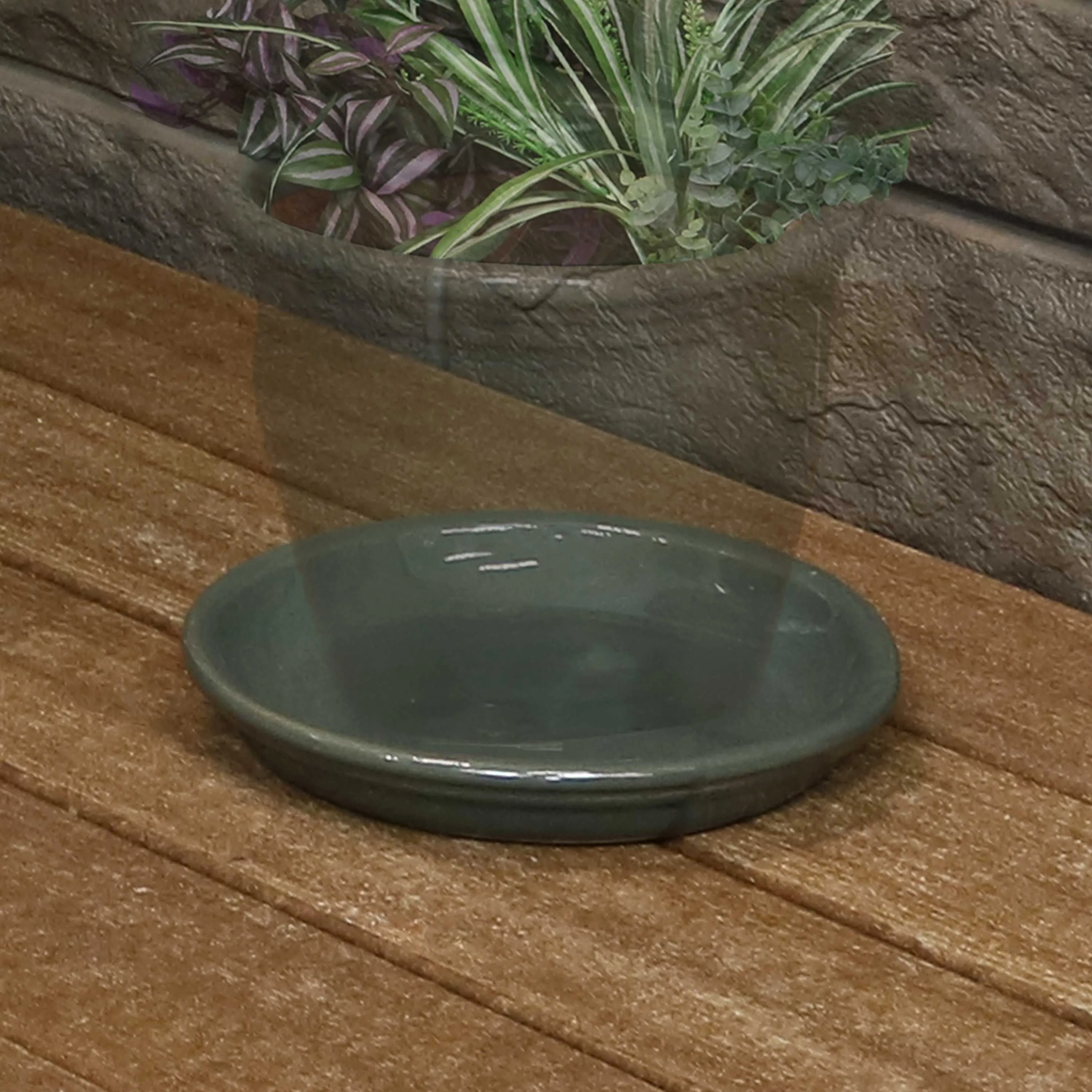 Sunnydaze Set of 2 Glazed Ceramic Planter Saucers
