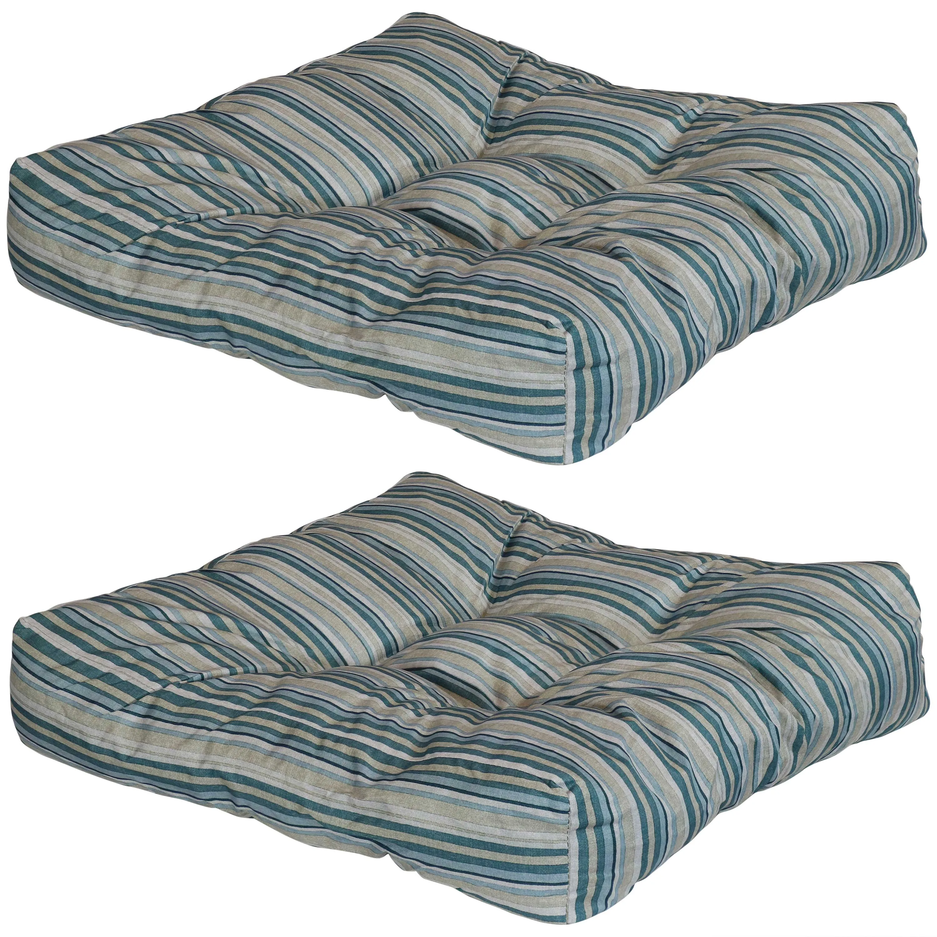 Sunnydaze Set of 2 Tufted Indoor/Outdoor Square Patio Cushions