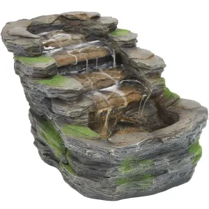 Sunnydaze Shale Falls Outdoor Fountain with LED Lights - 13"