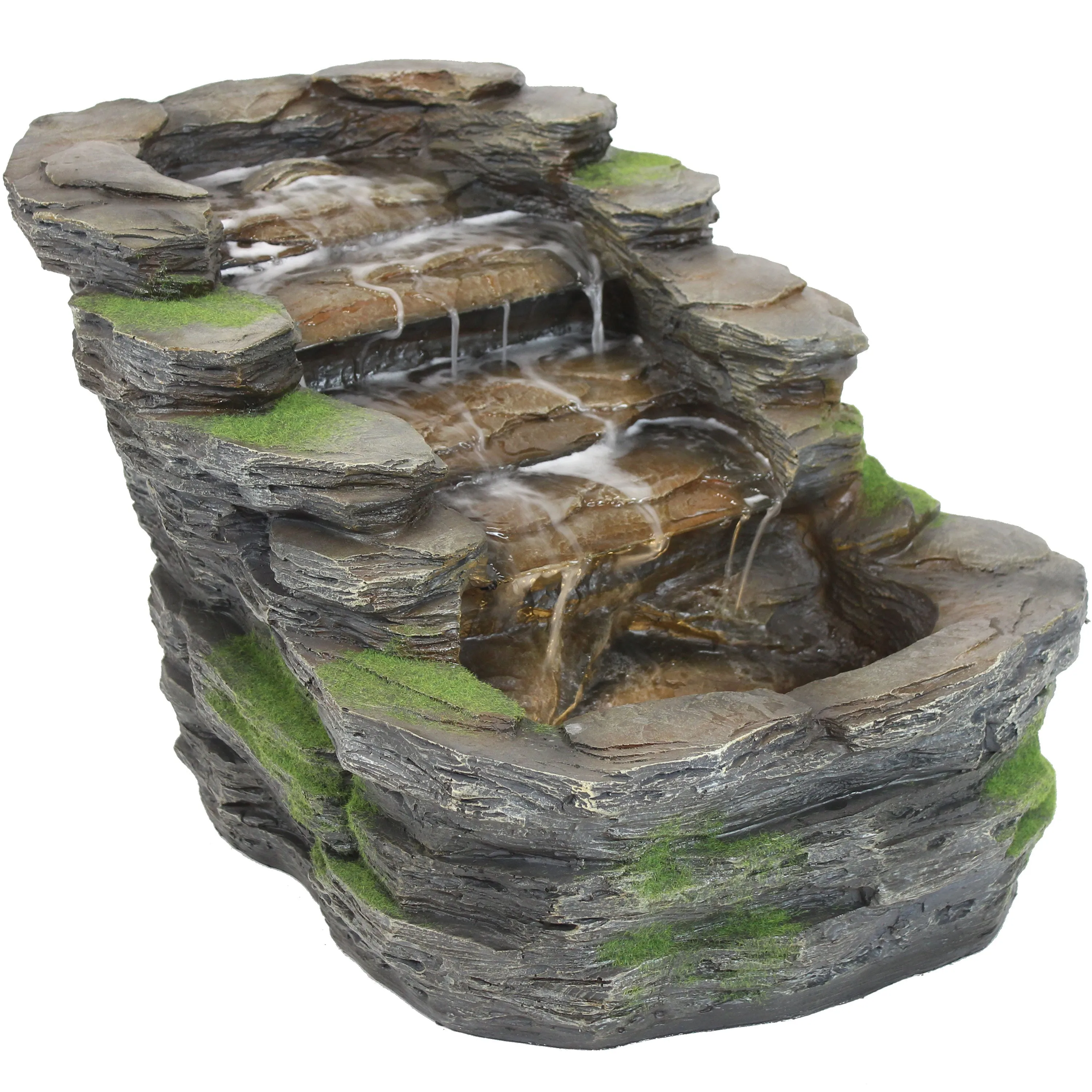 Sunnydaze Shale Falls Outdoor Fountain with LED Lights - 13"