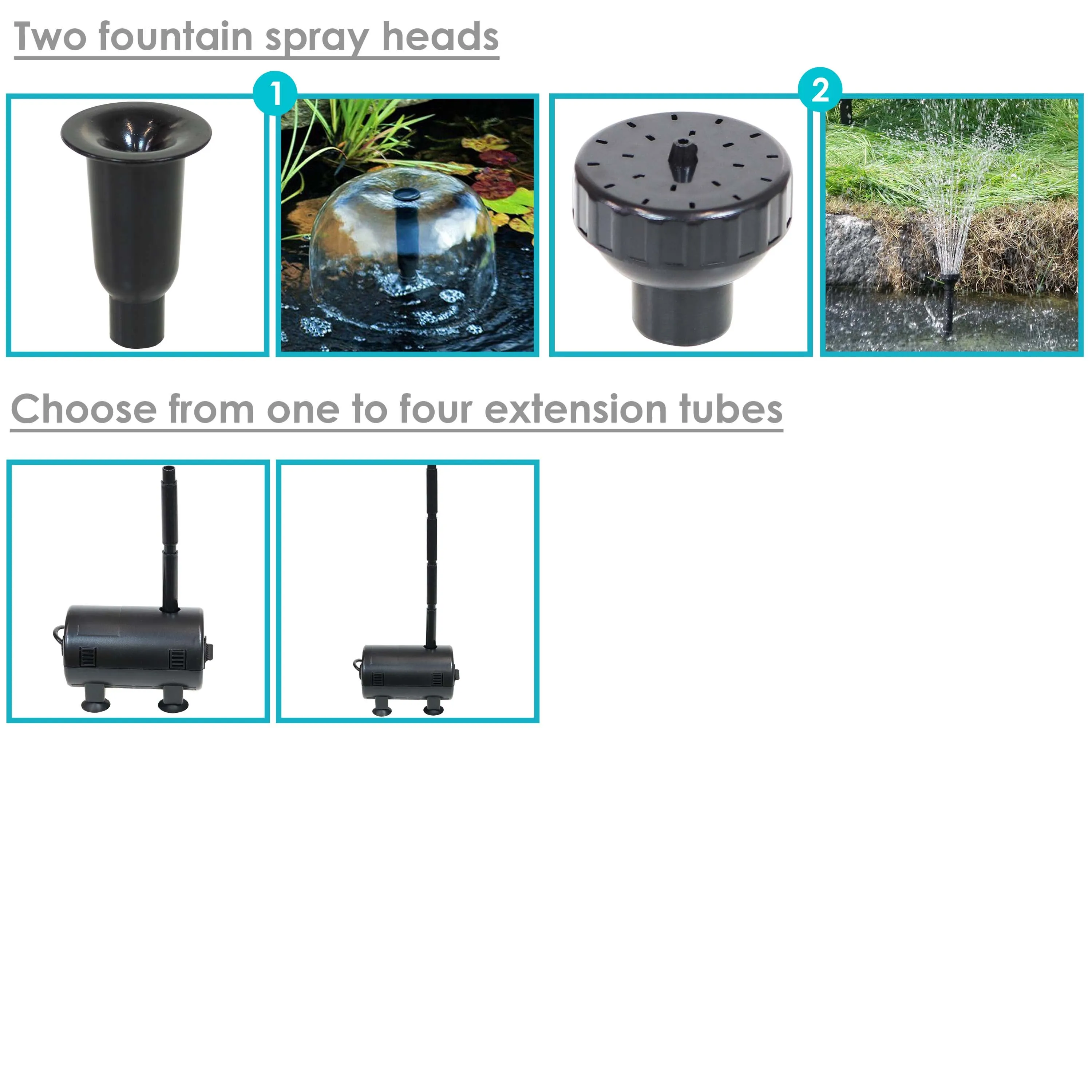 Sunnydaze Solar Pump and Panel Kit with 2 Spray Heads - 132 GPH - 56" Lift