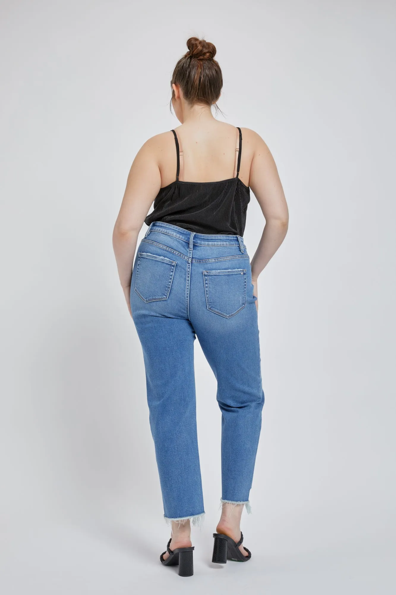 Super High Straight Leg Step Hem Jeans by Mica Denim (Ships in 2-3 Weeks)