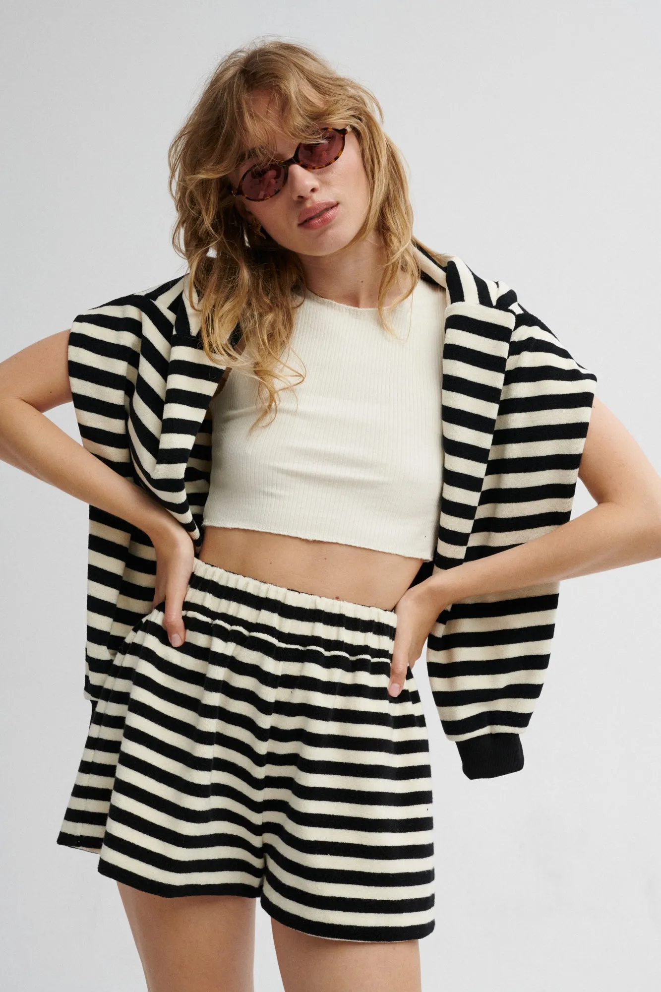 Sweatshirt in terry cotton / 17 / 20 / black stripes