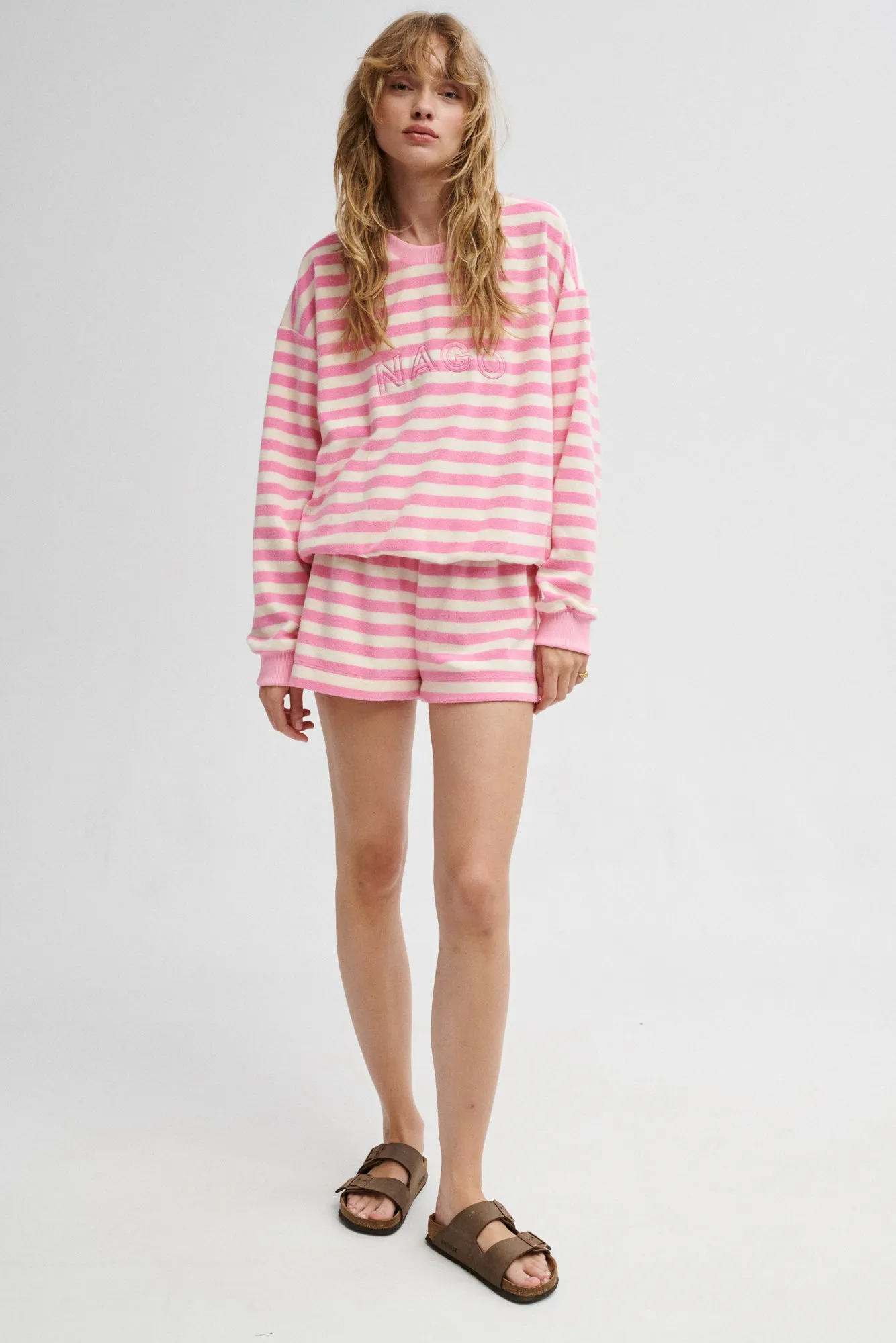 Sweatshirt in terry cotton / 17 / 20 / pink stripes