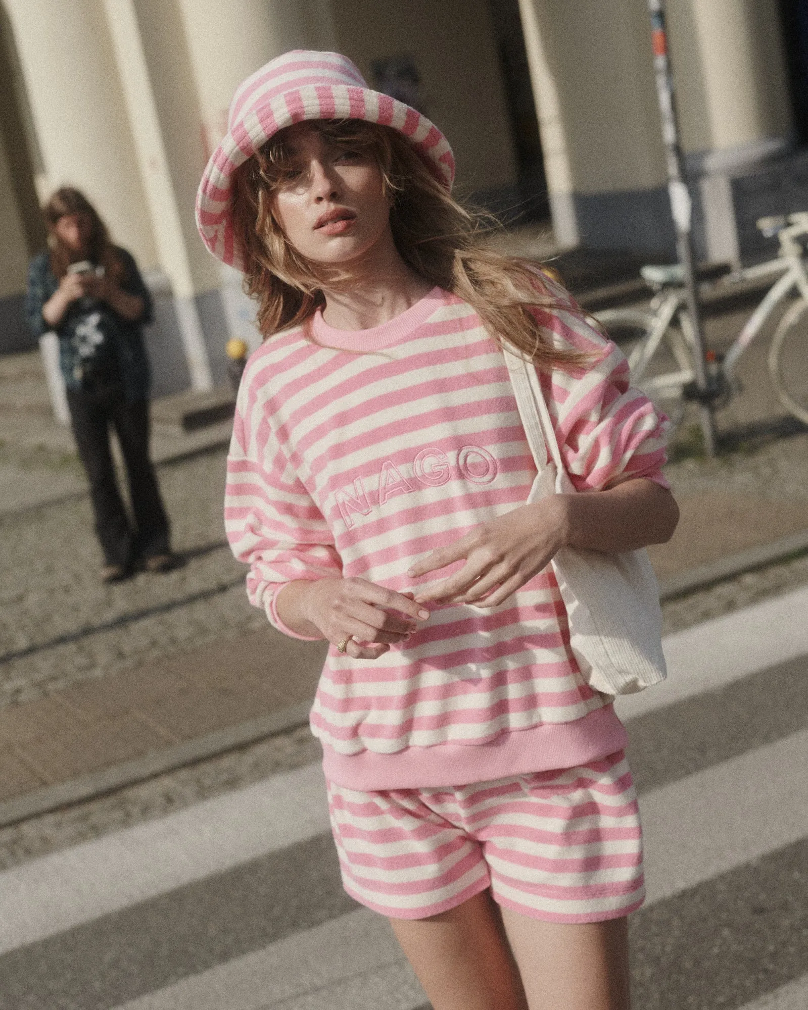 Sweatshirt in terry cotton / 17 / 20 / pink stripes