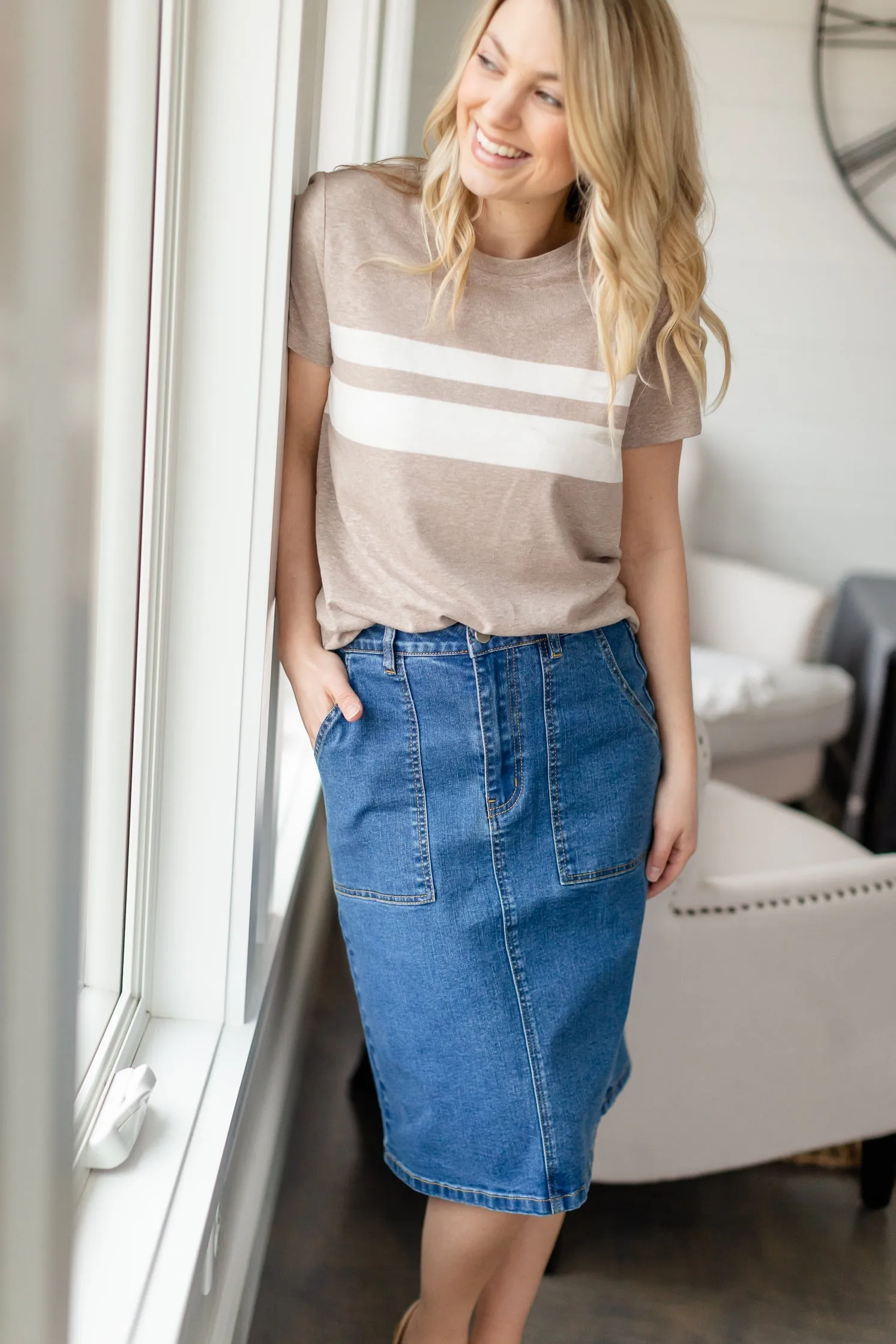 Taupe Stripe Knit Top