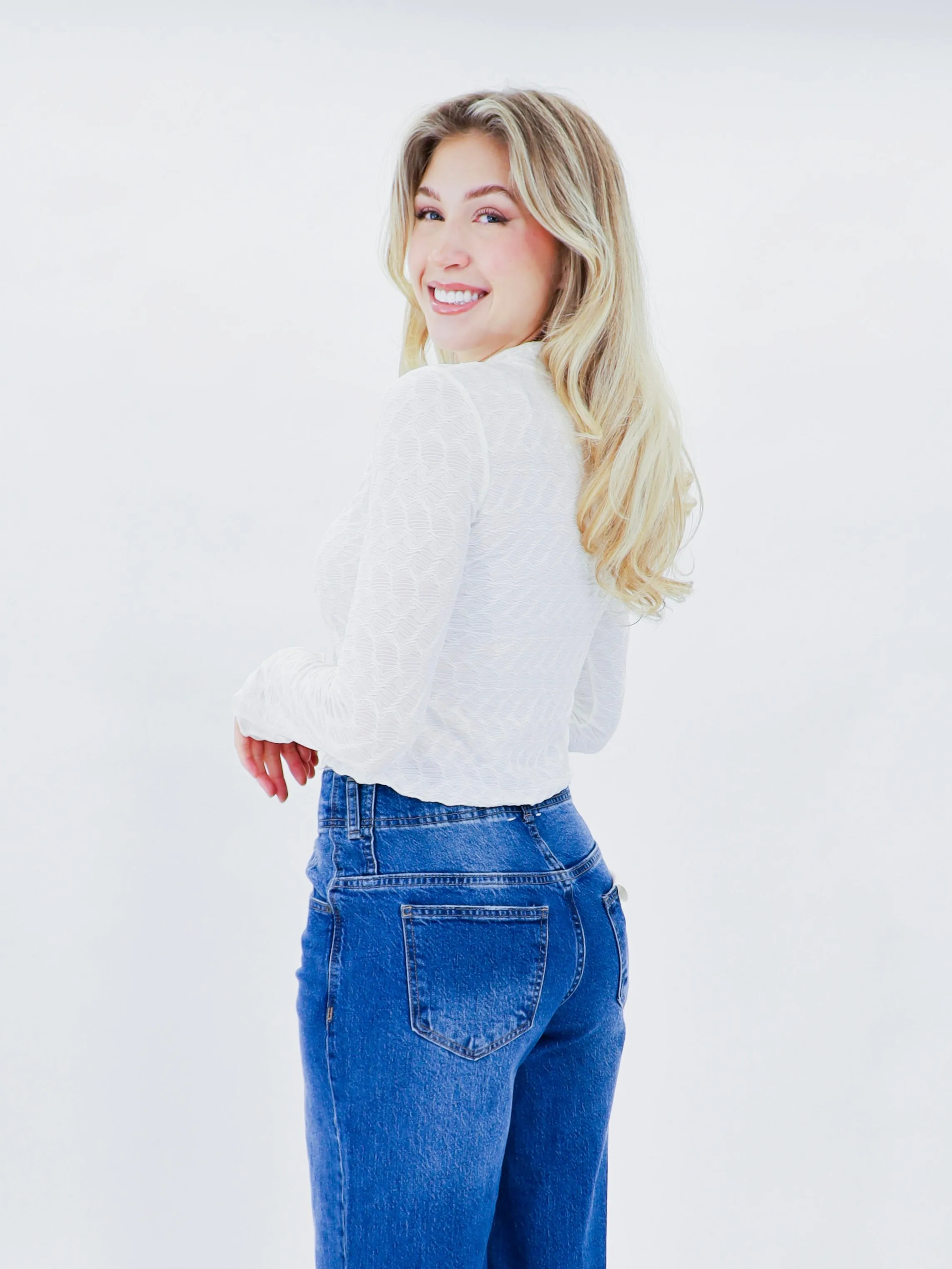 Textured Lace Knit Top