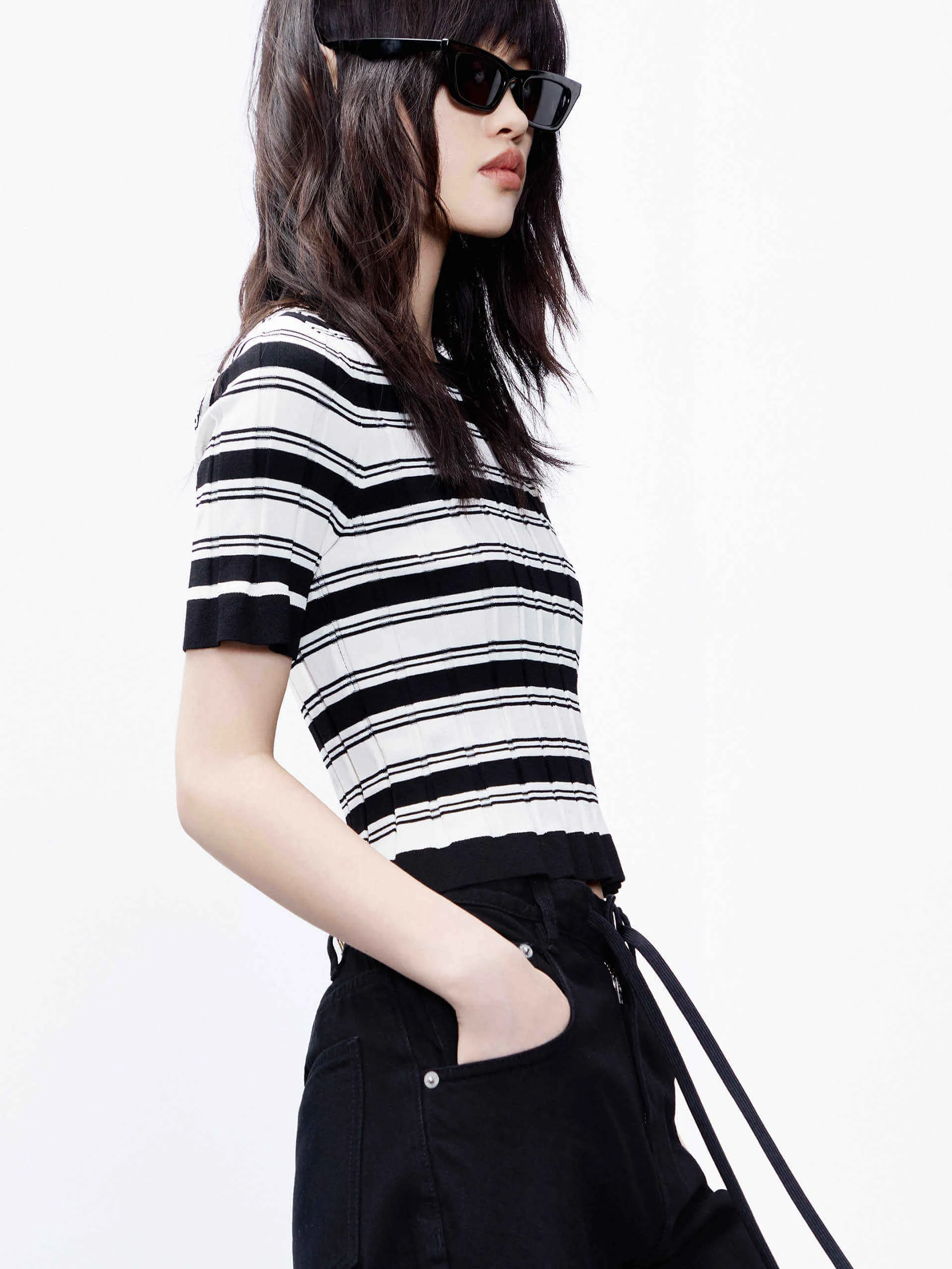 Textured Stripe Knit Top